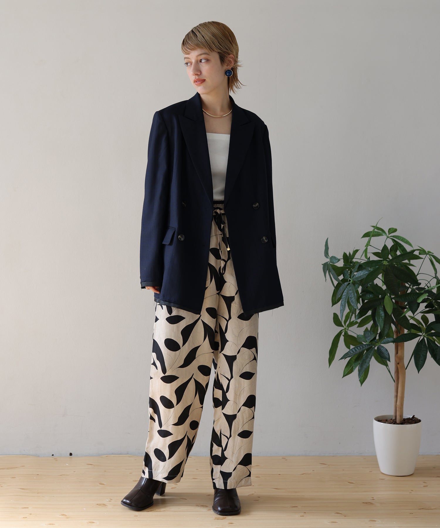 ネイビー×ブルーチェック model:H160