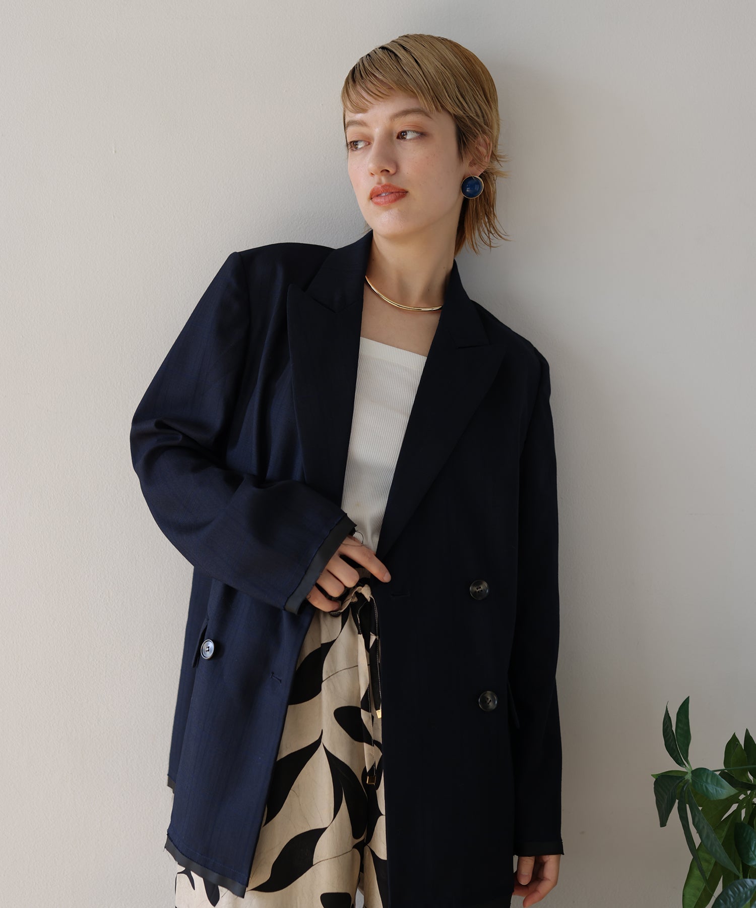 ネイビー×ブルーチェック model:H160