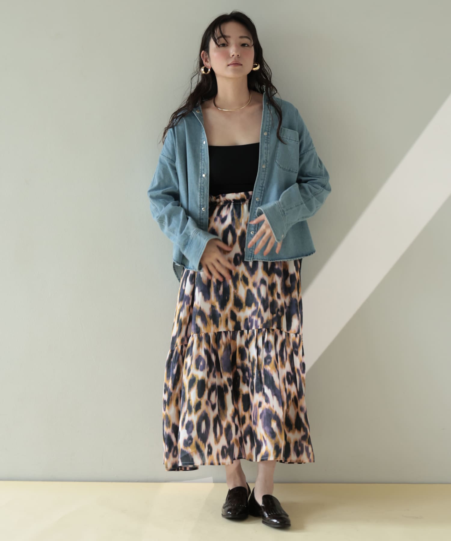 Back-Frill Denim Blouse