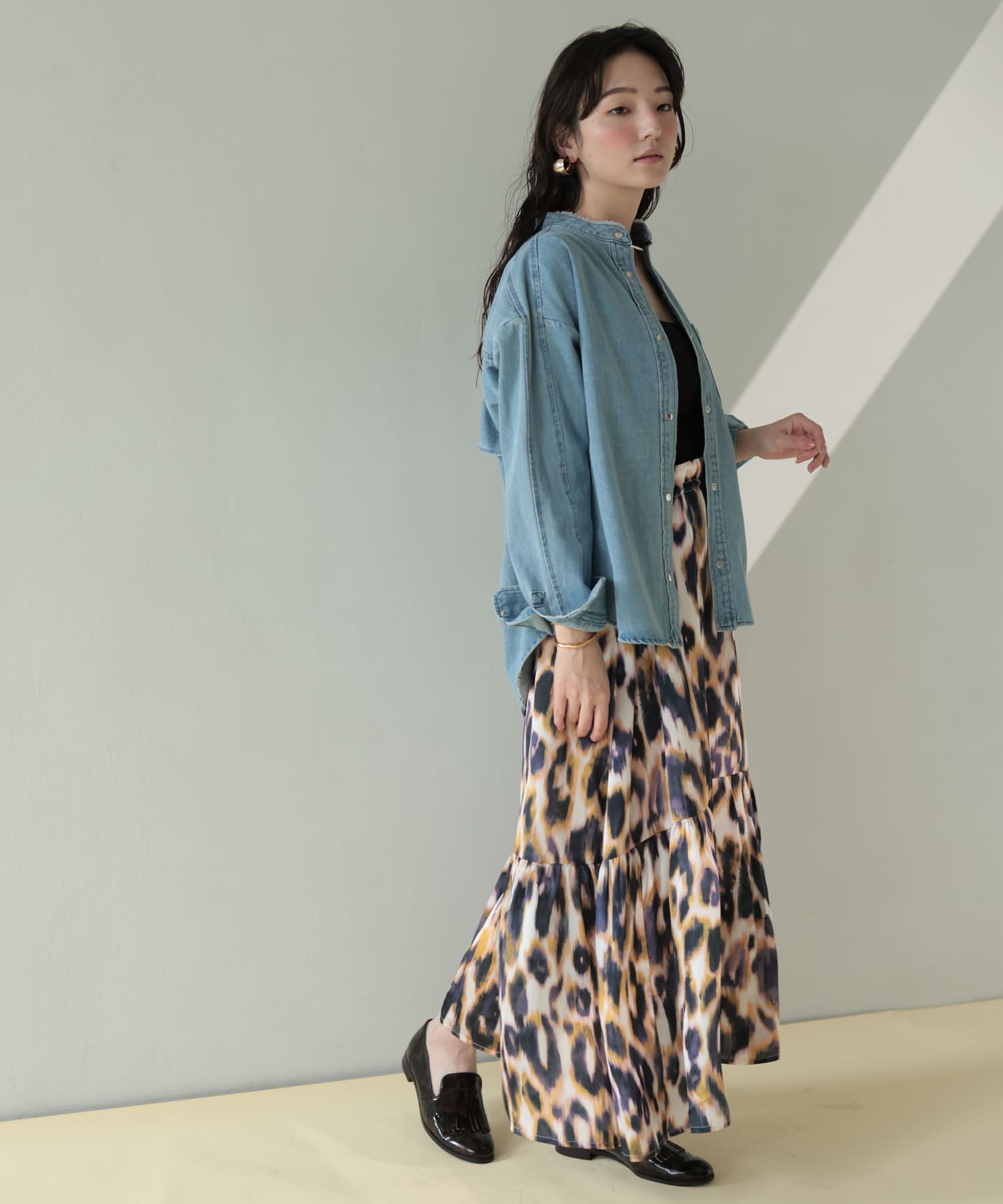 Back-Frill Denim Blouse