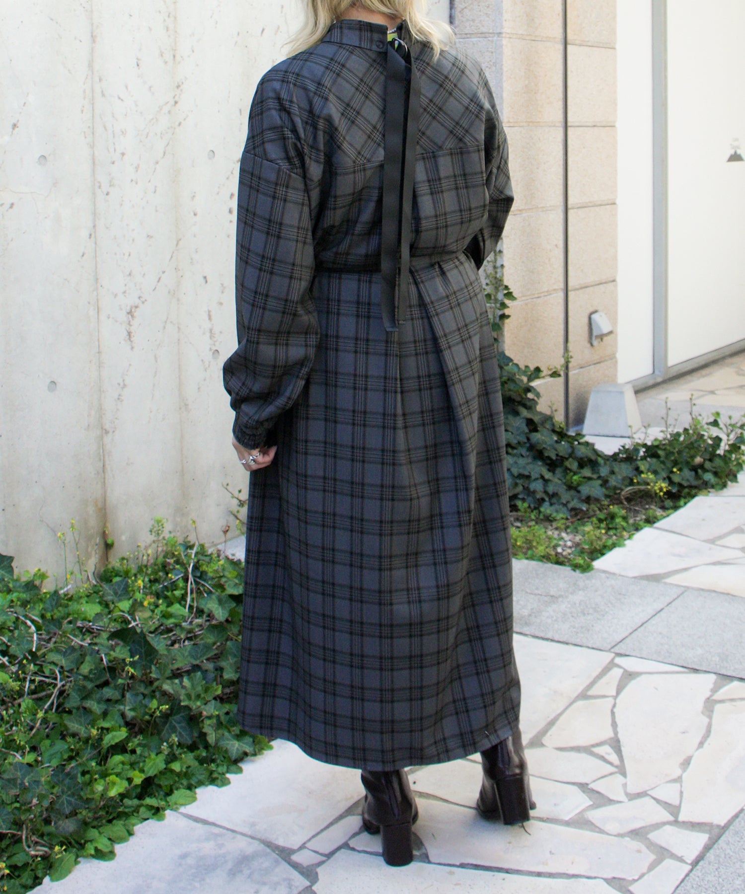 グレー×イエローチェック
staff:H157cm