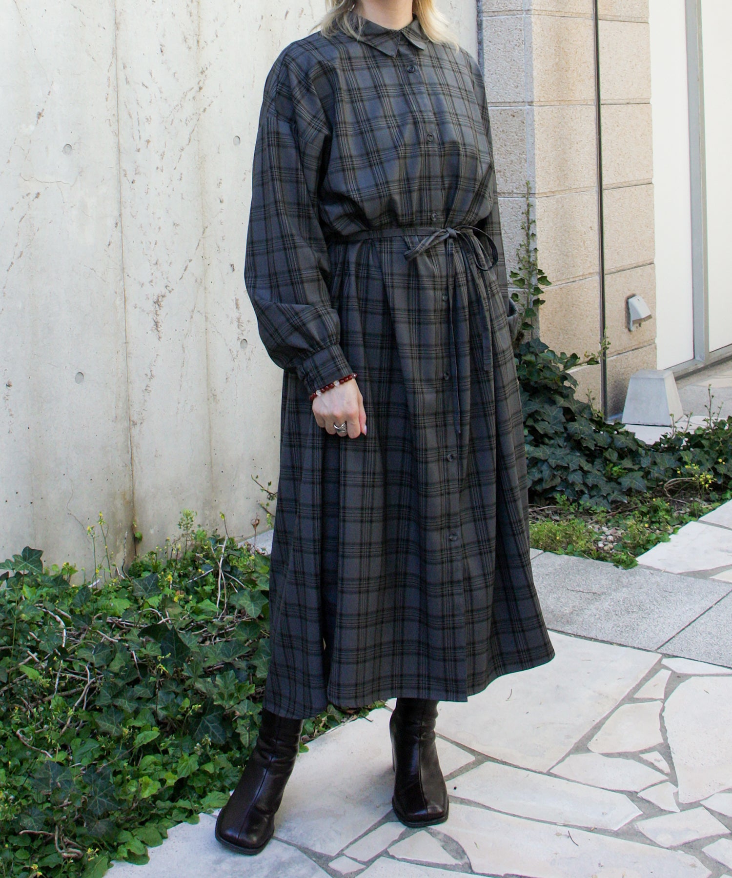 グレー×イエローチェック
staff:H157cm