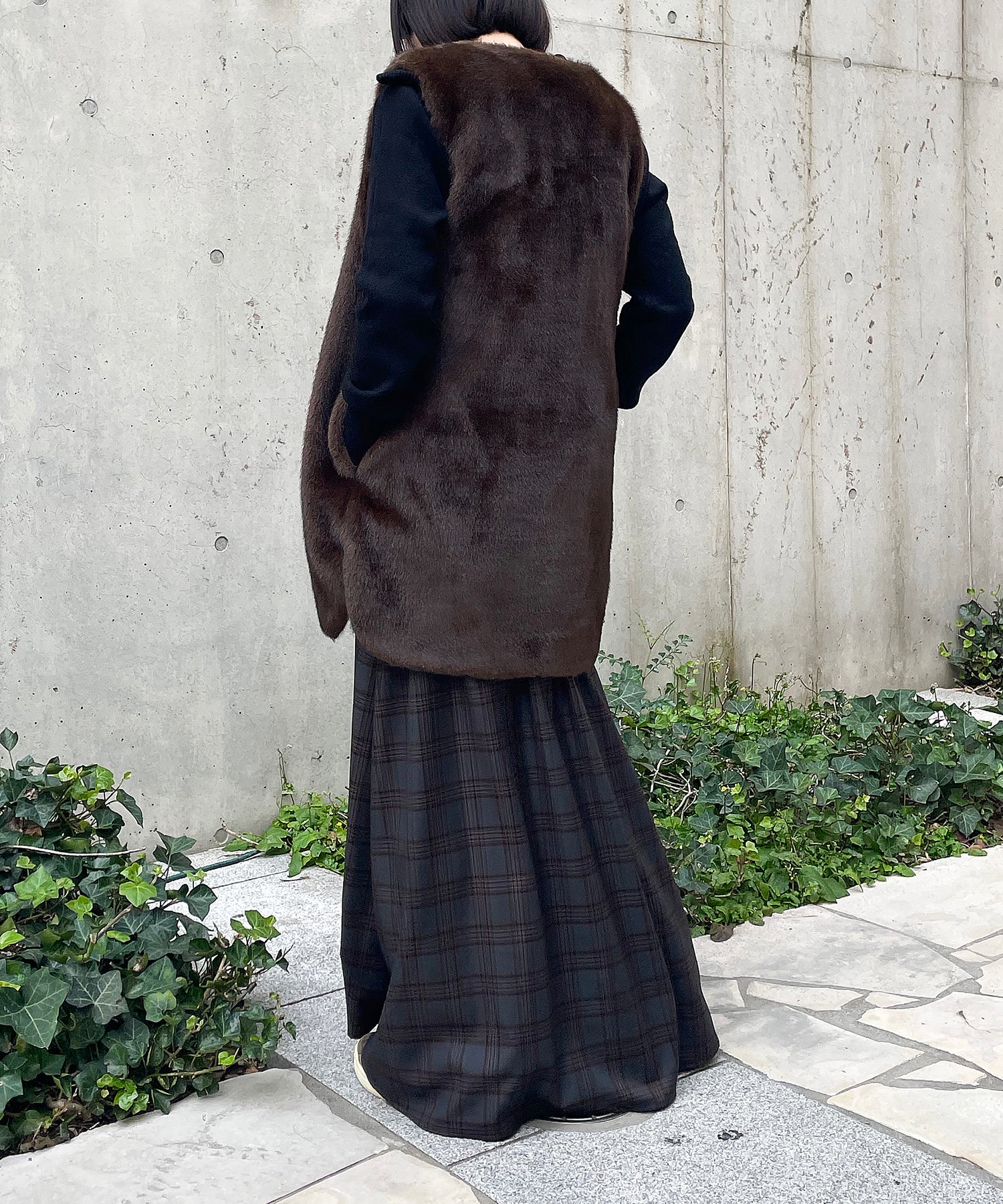 カーキ / ブラック×ブラウン共通ファーベスト staff:H155