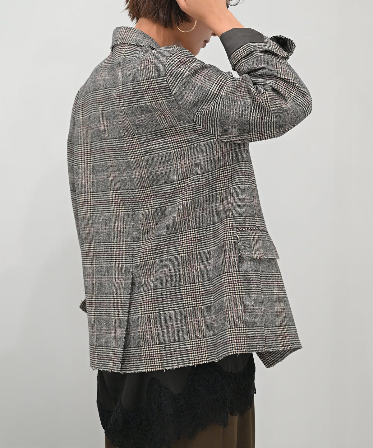 ピンク×グレーチェック model:H166cm