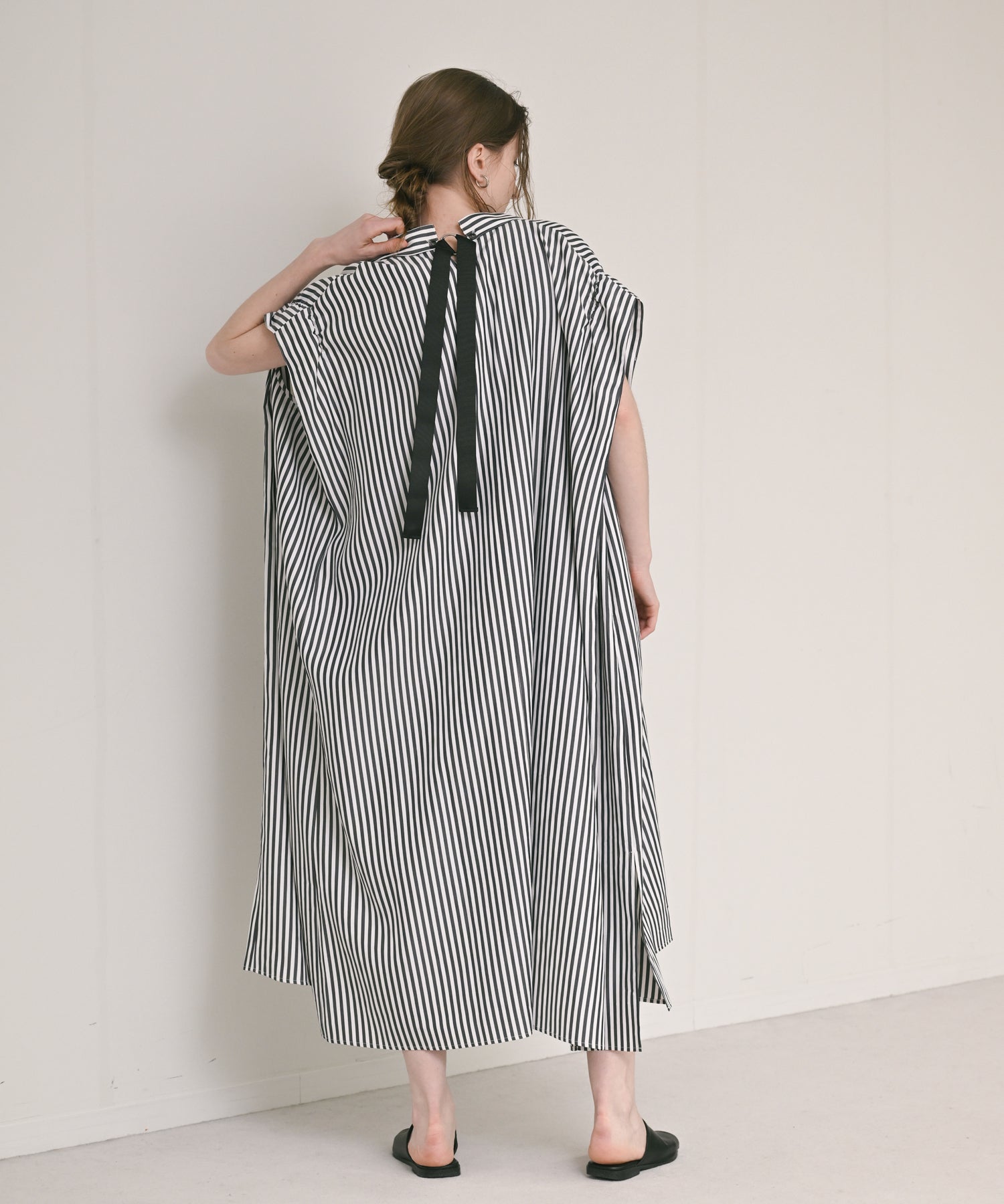 専用おまとめ　ロージー　ribbon shirt OP ベージュ&ボーダー Back-Ribbon Striped Shirt Dress