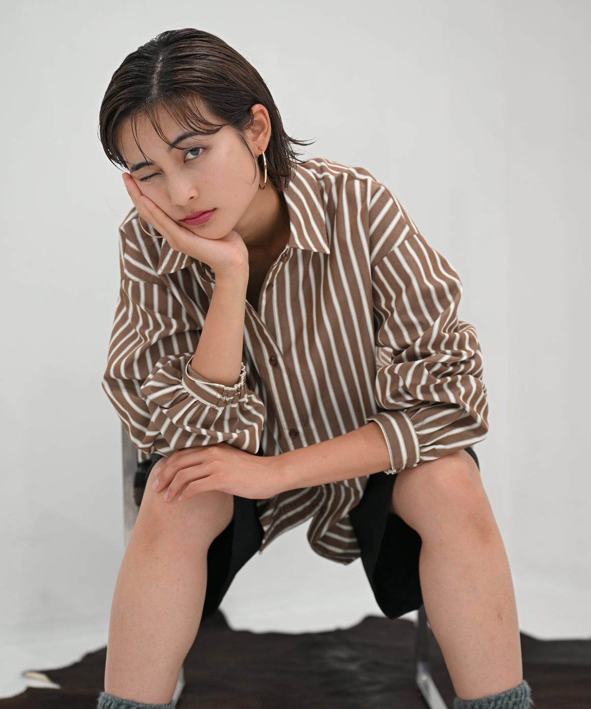 ブラウン×オフホワイト model:H166cm