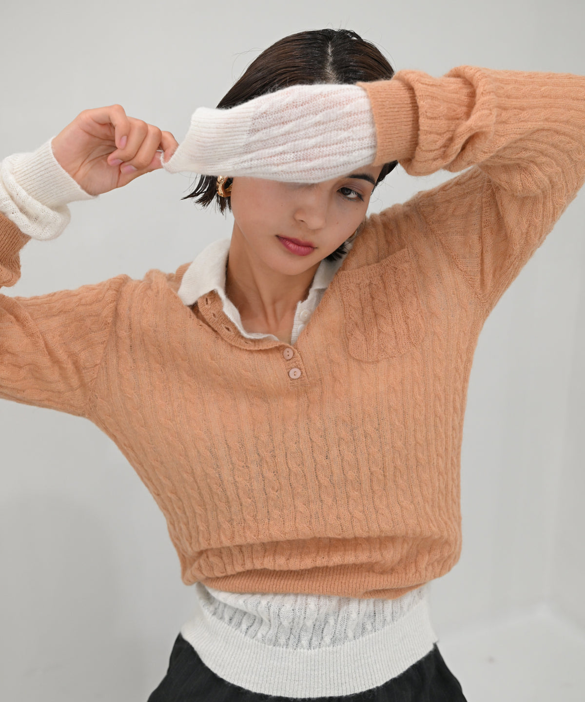 上オレンジ 下オフホワイト model:H166cm