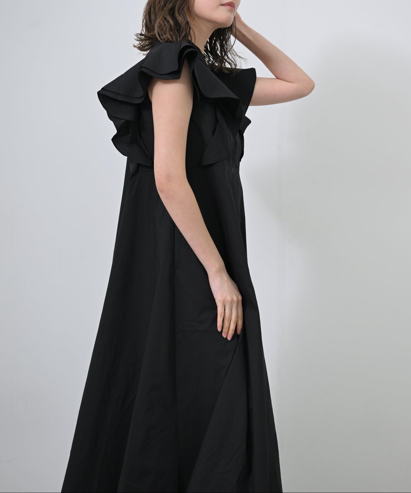 Flutter Sleeve Pintuck Dress