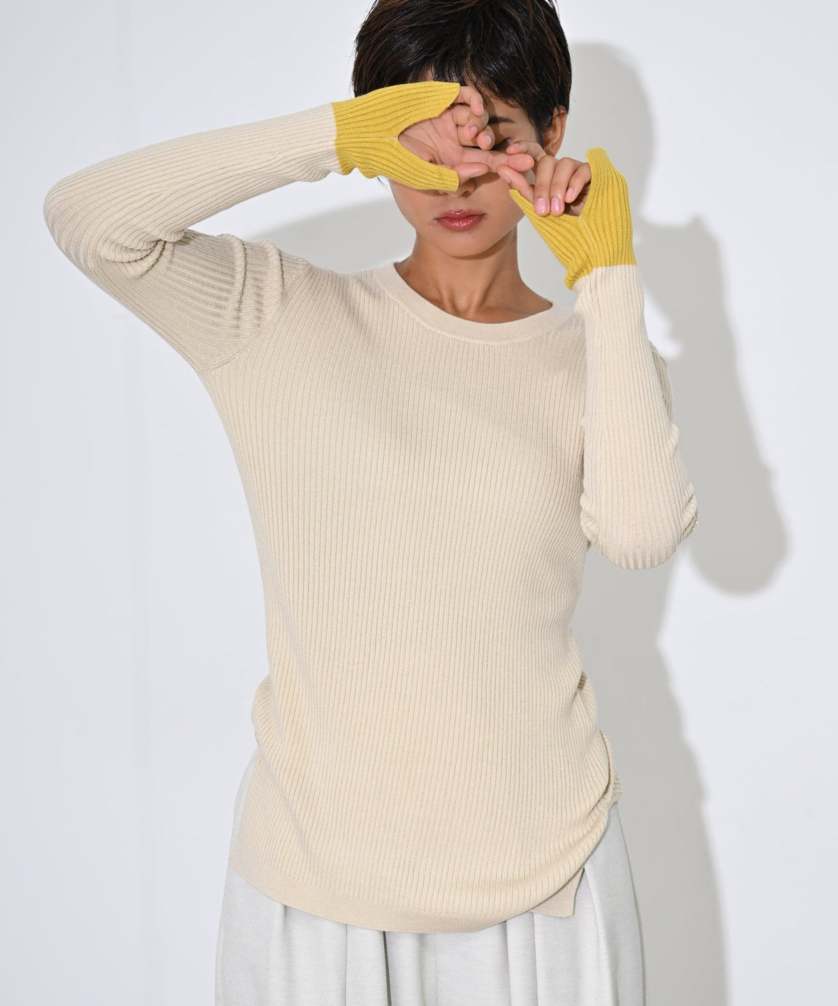 ベージュ×イエロー model:H166cm