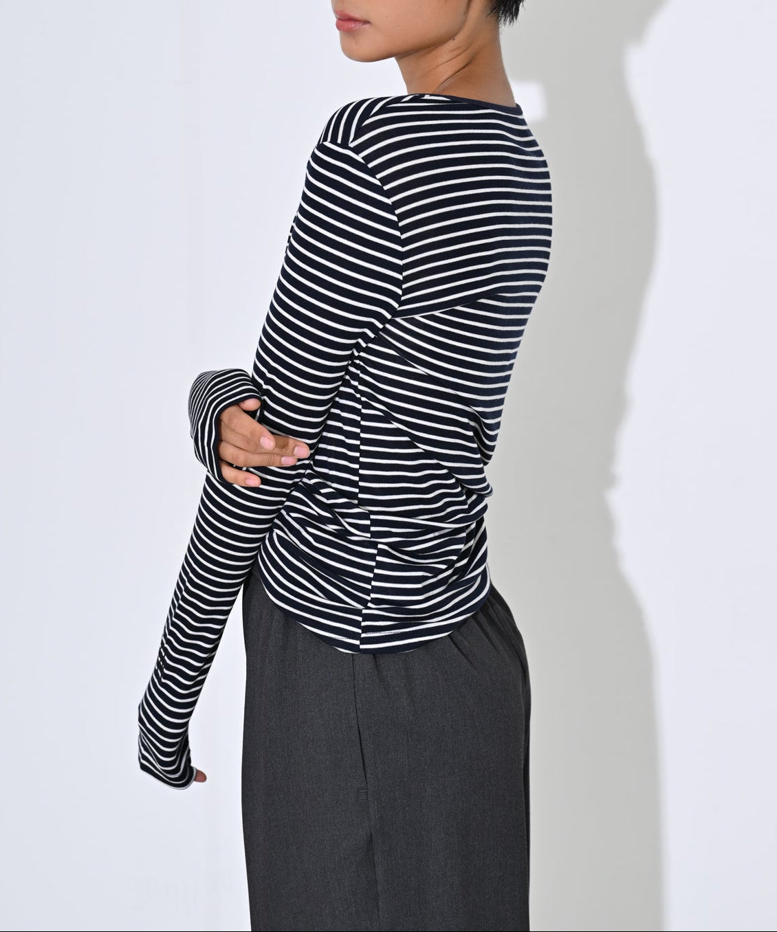 ネイビー×オフホワイト model:H166cm