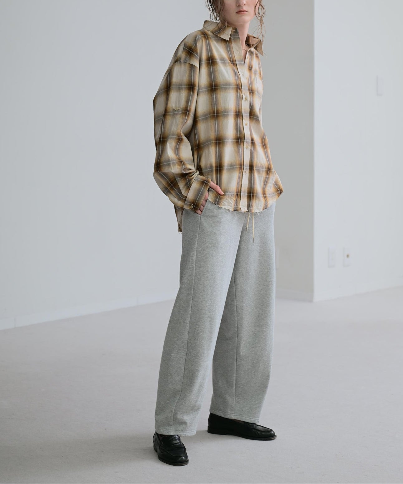 ベージュチェック model:H170cm
