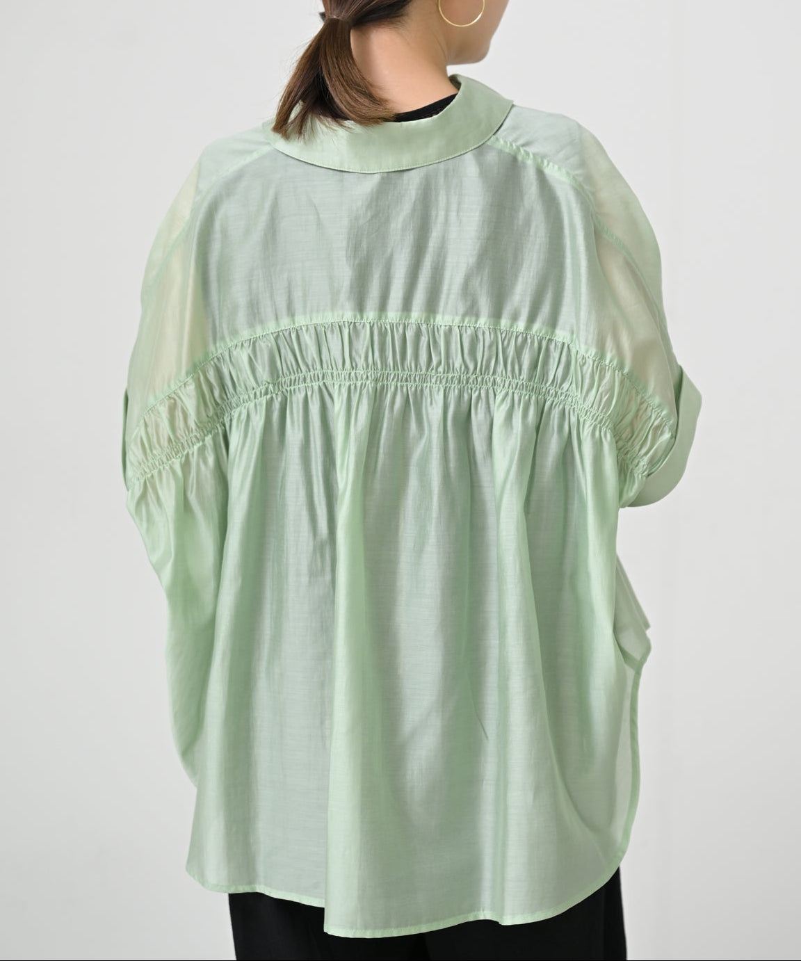 Timesale】Back Shirred Collar Blouse