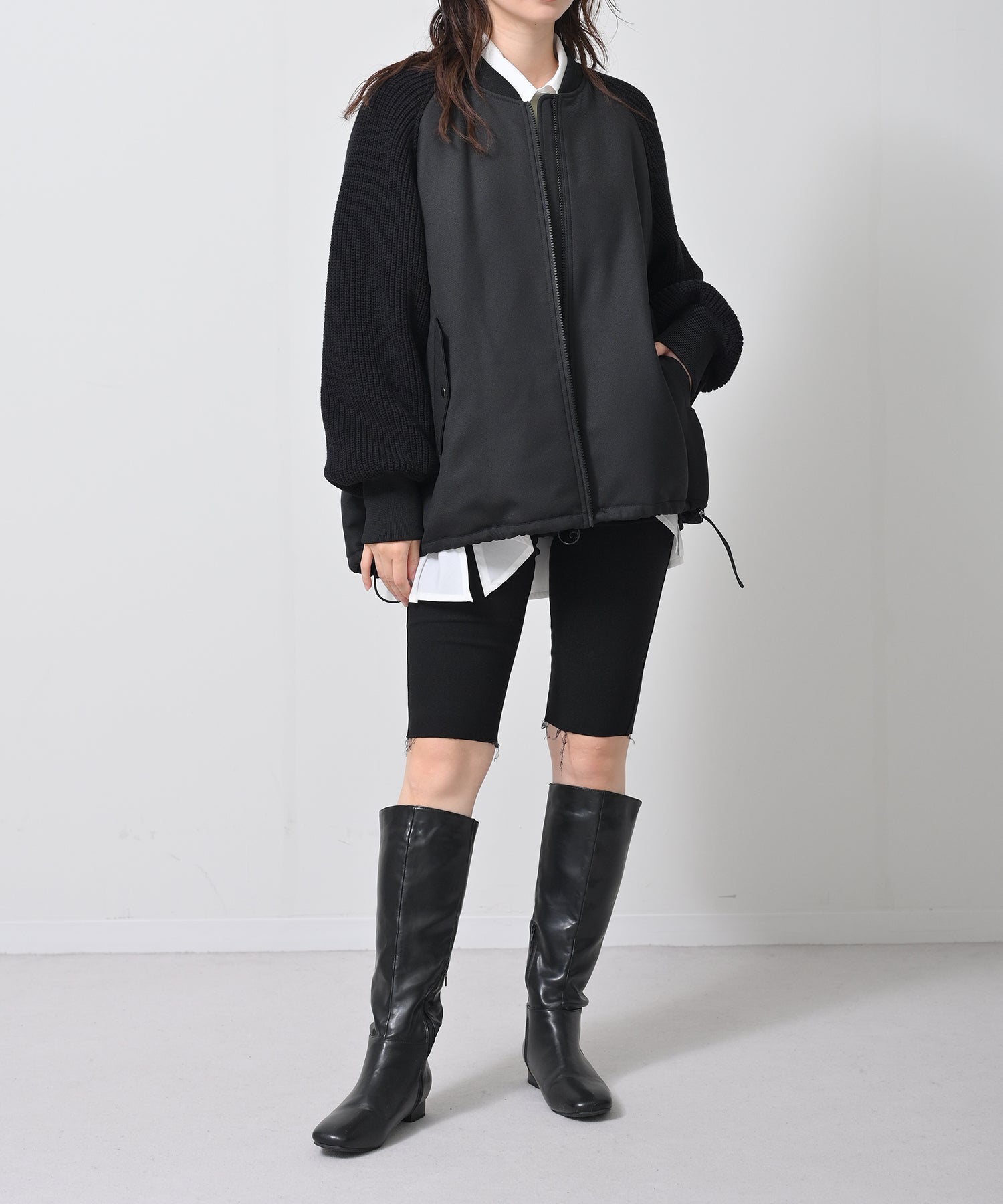 Hybrid Knit Sleeve Coat