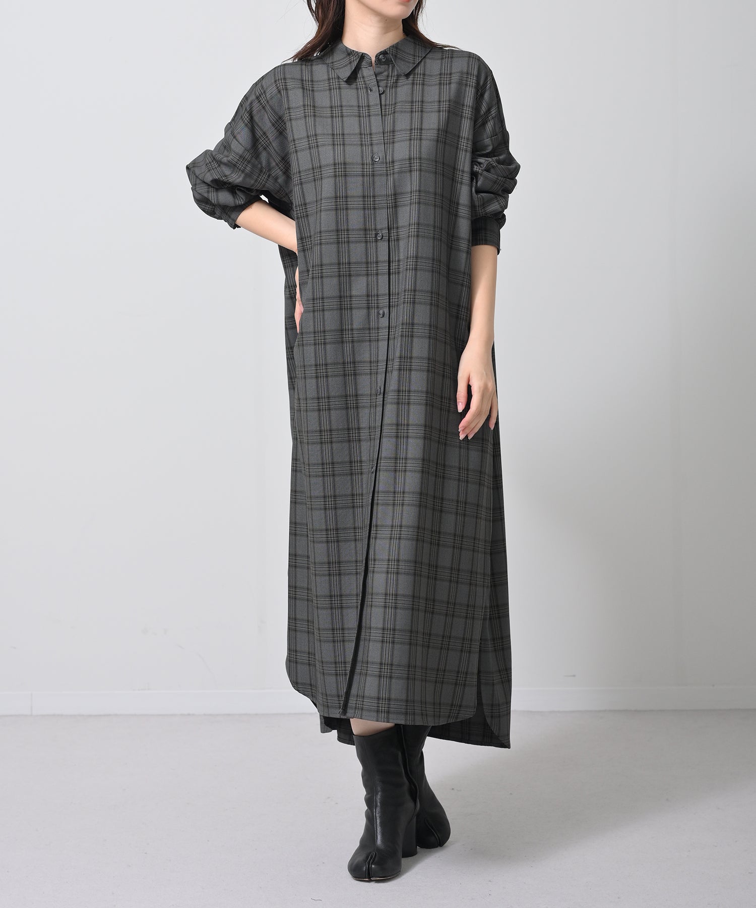 グレー×イエローチェック model:H160