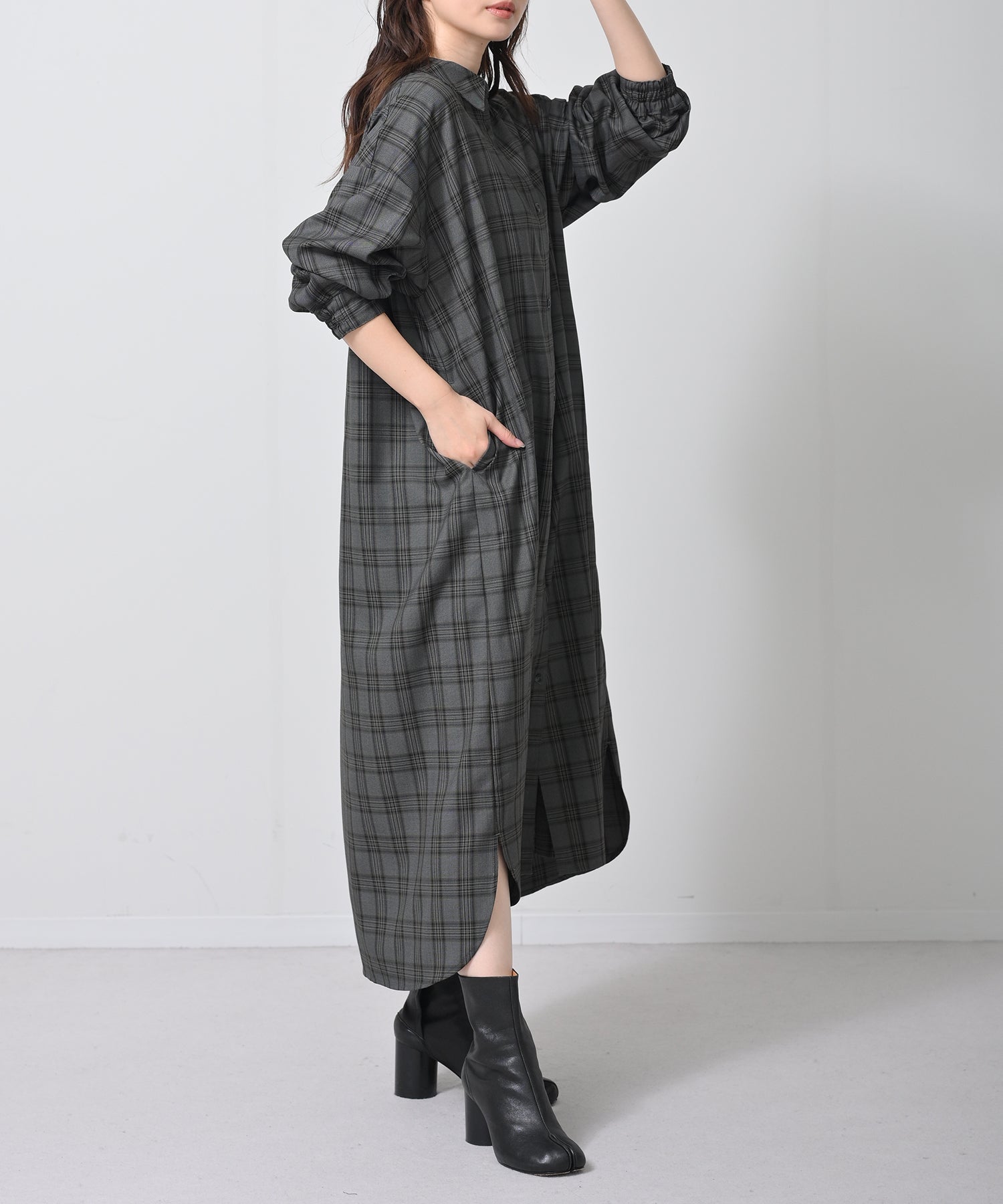 グレー×イエローチェック model:H160