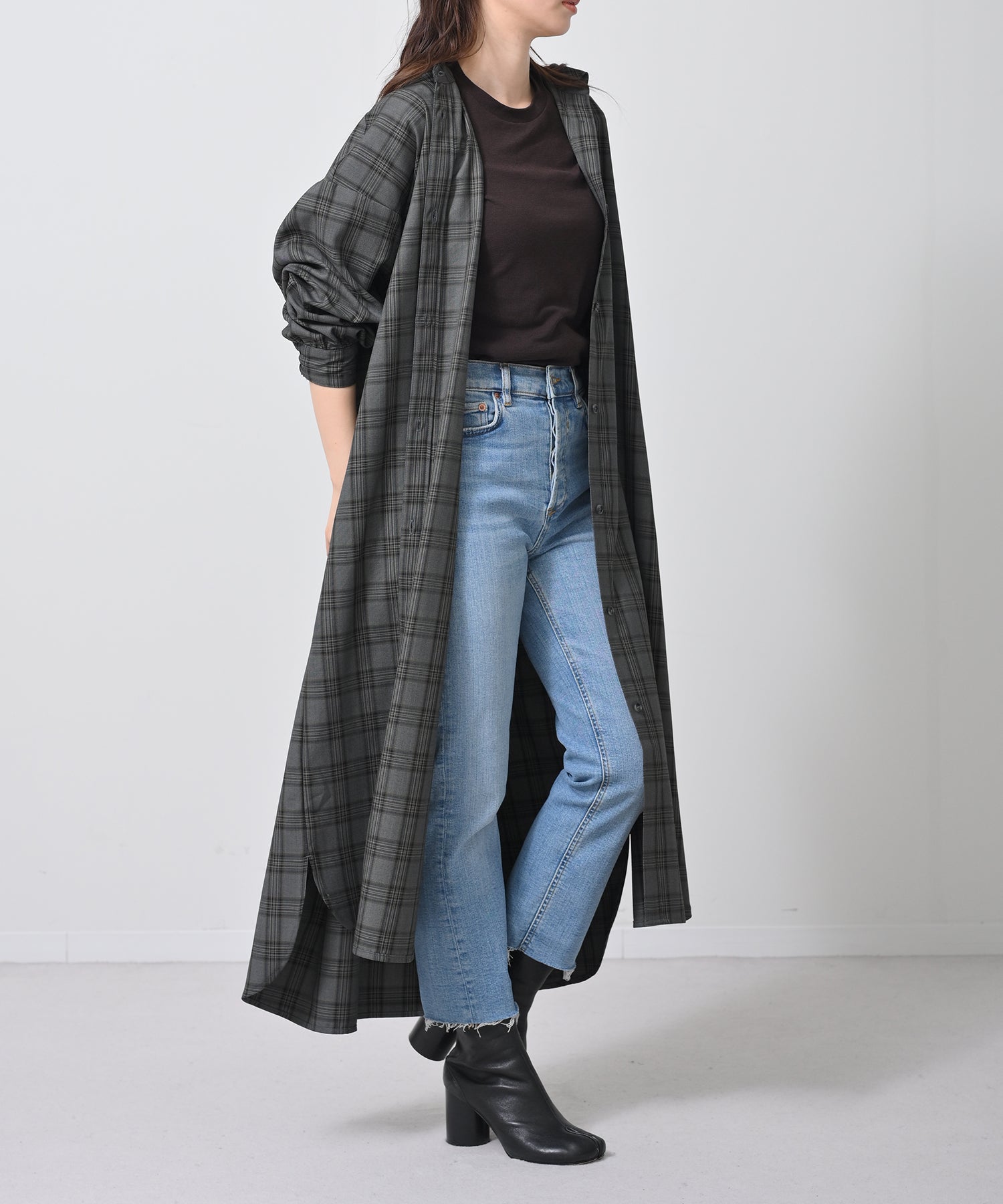 グレー×イエローチェック model:H160