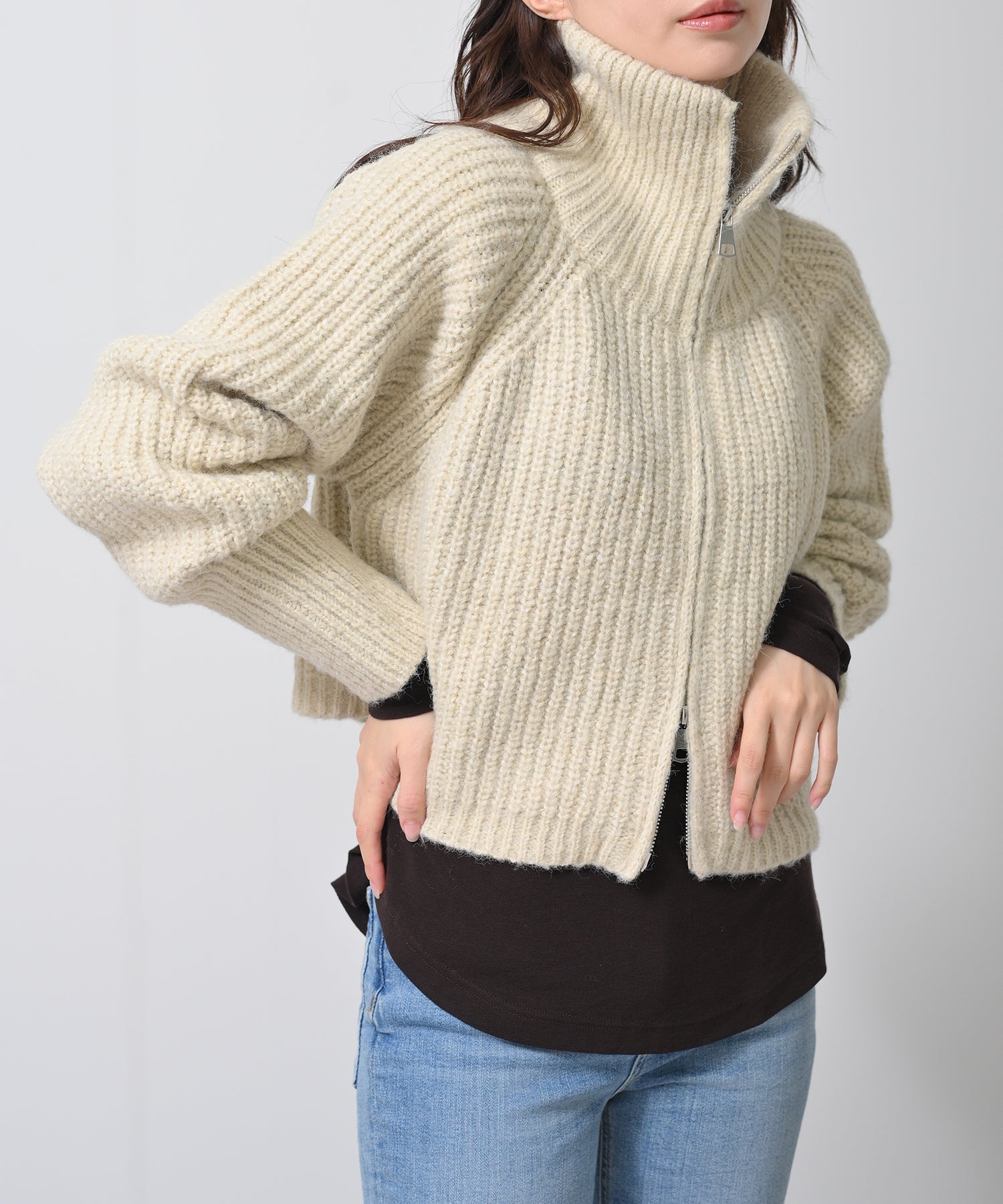 Chunky Zip-Up Knit Jacket