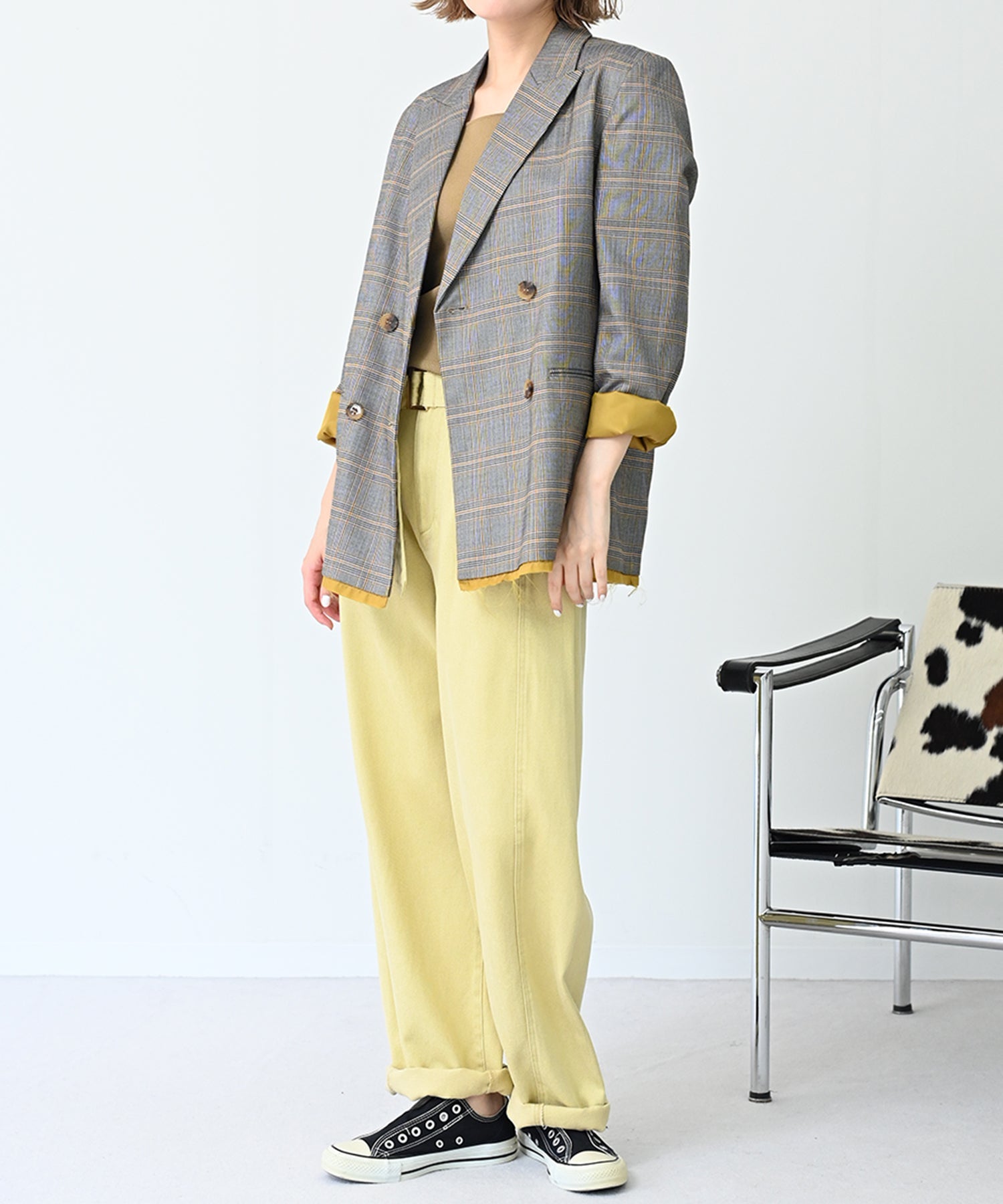 グレー×イエローチェック model:H167