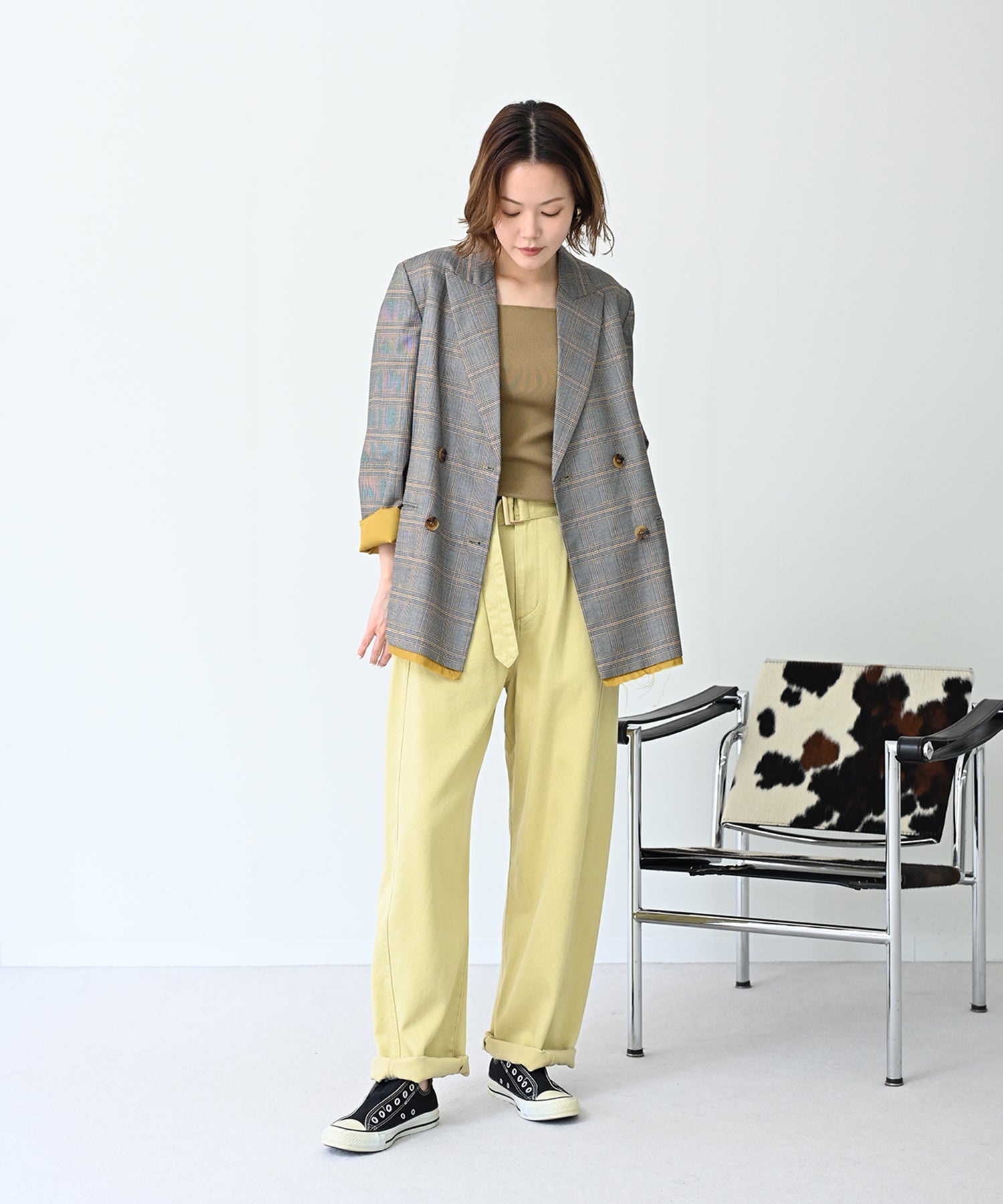 グレー×イエローチェック model:H167