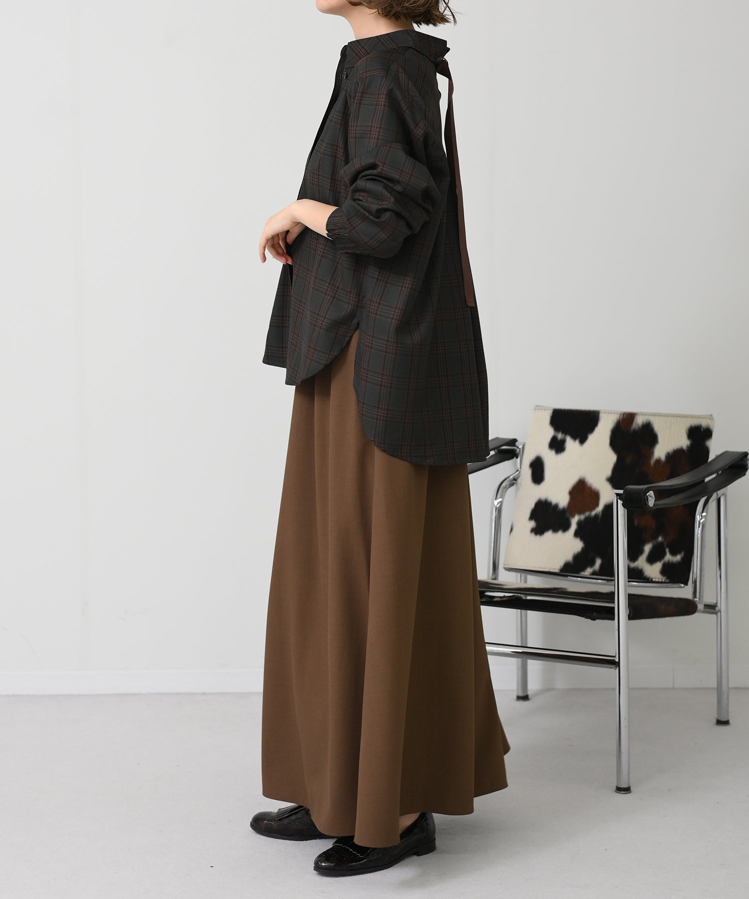 チャコール×オレンジチェック model:H167