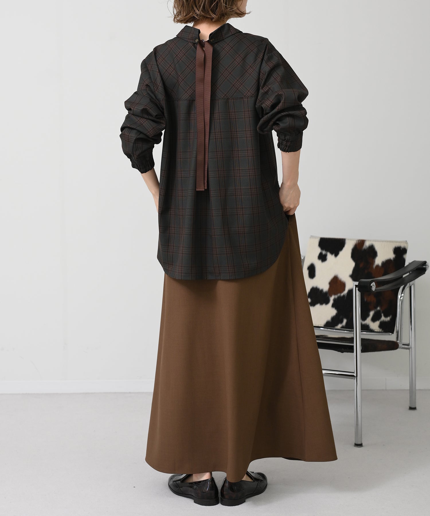 チャコール×オレンジチェック model:H167