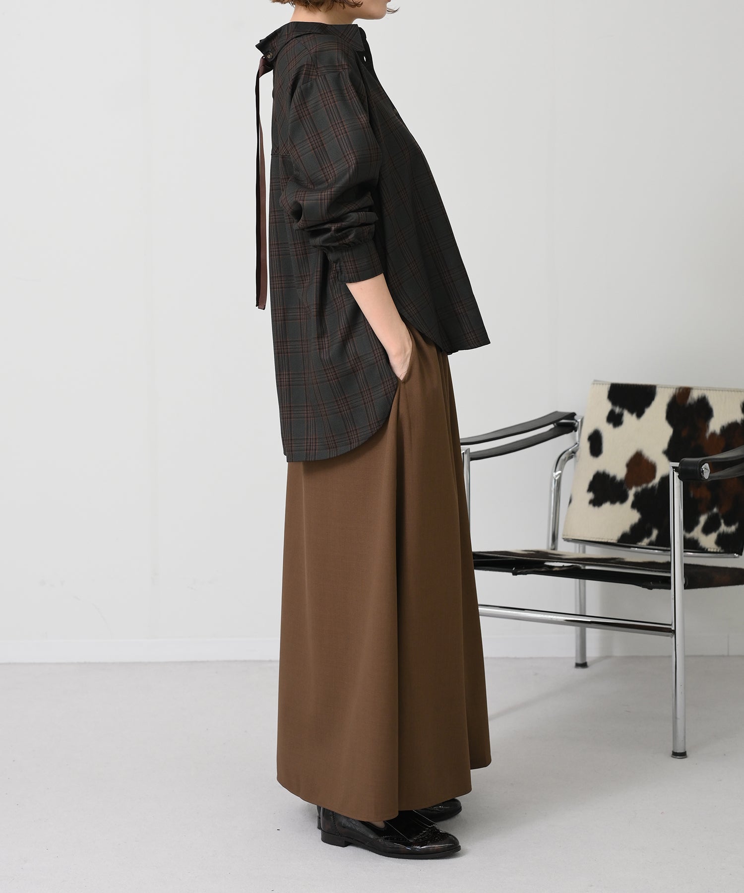 チャコール×オレンジチェック model:H167