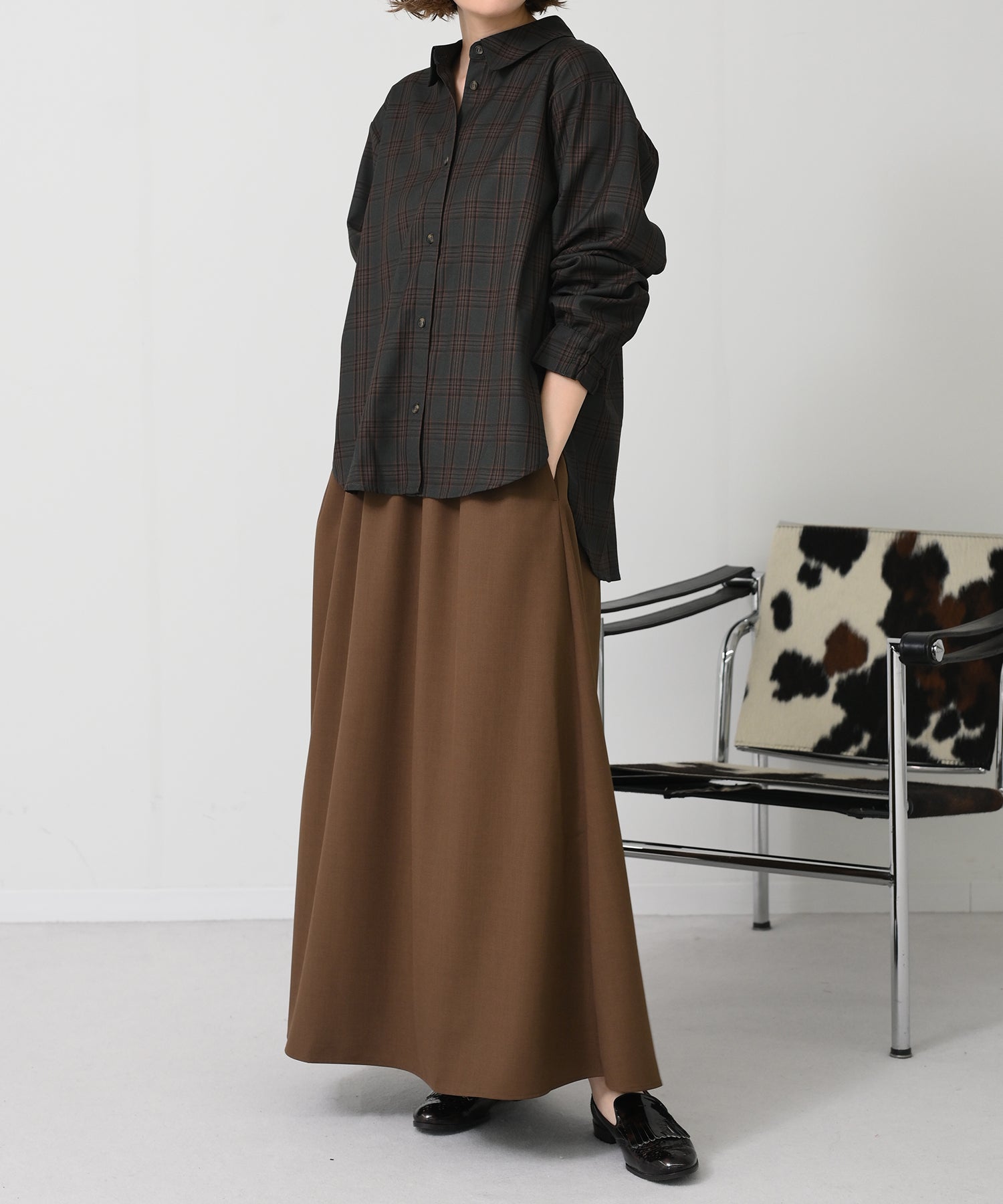 チャコール×オレンジチェック model:H167