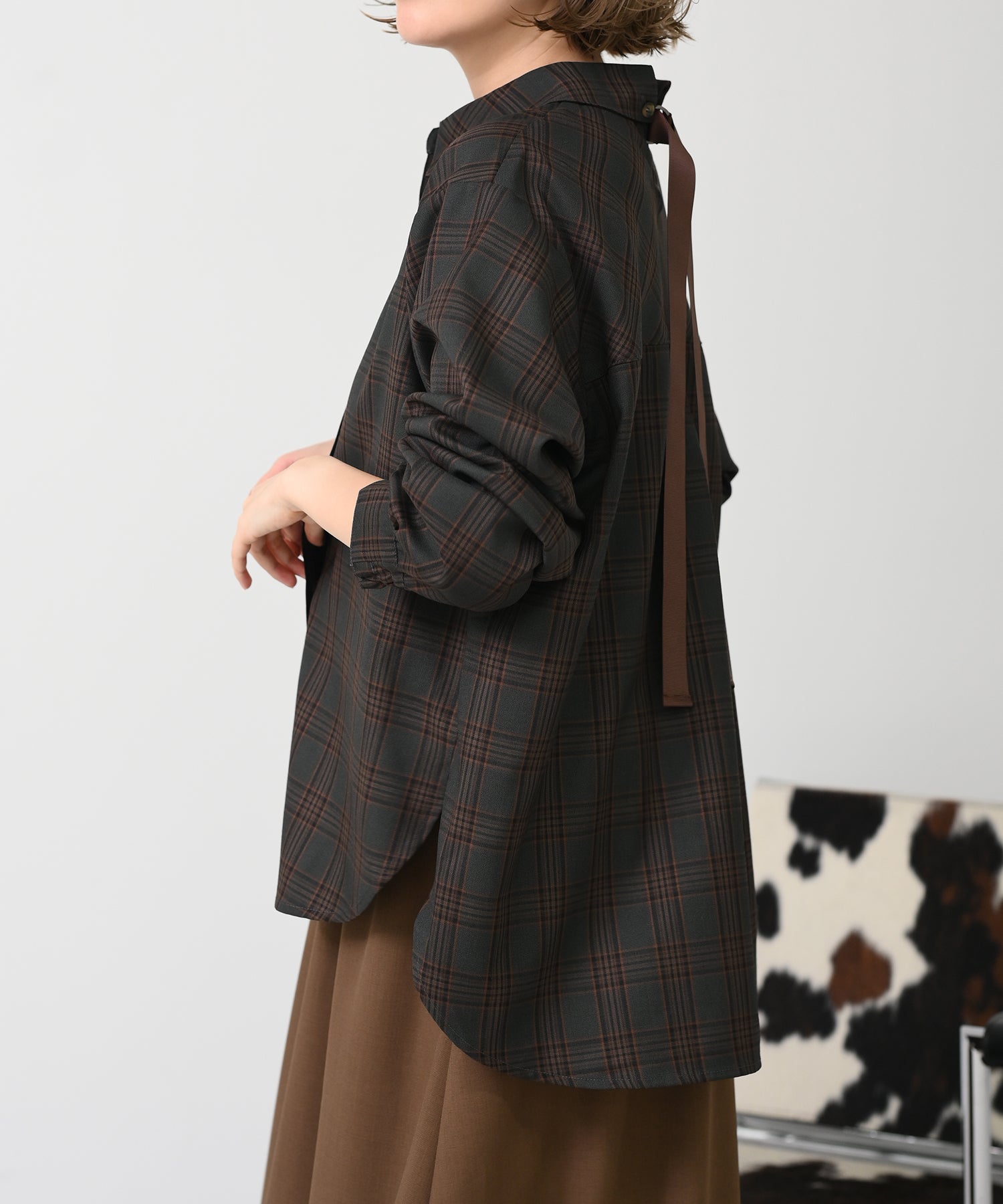 チャコール×オレンジチェック model:H167