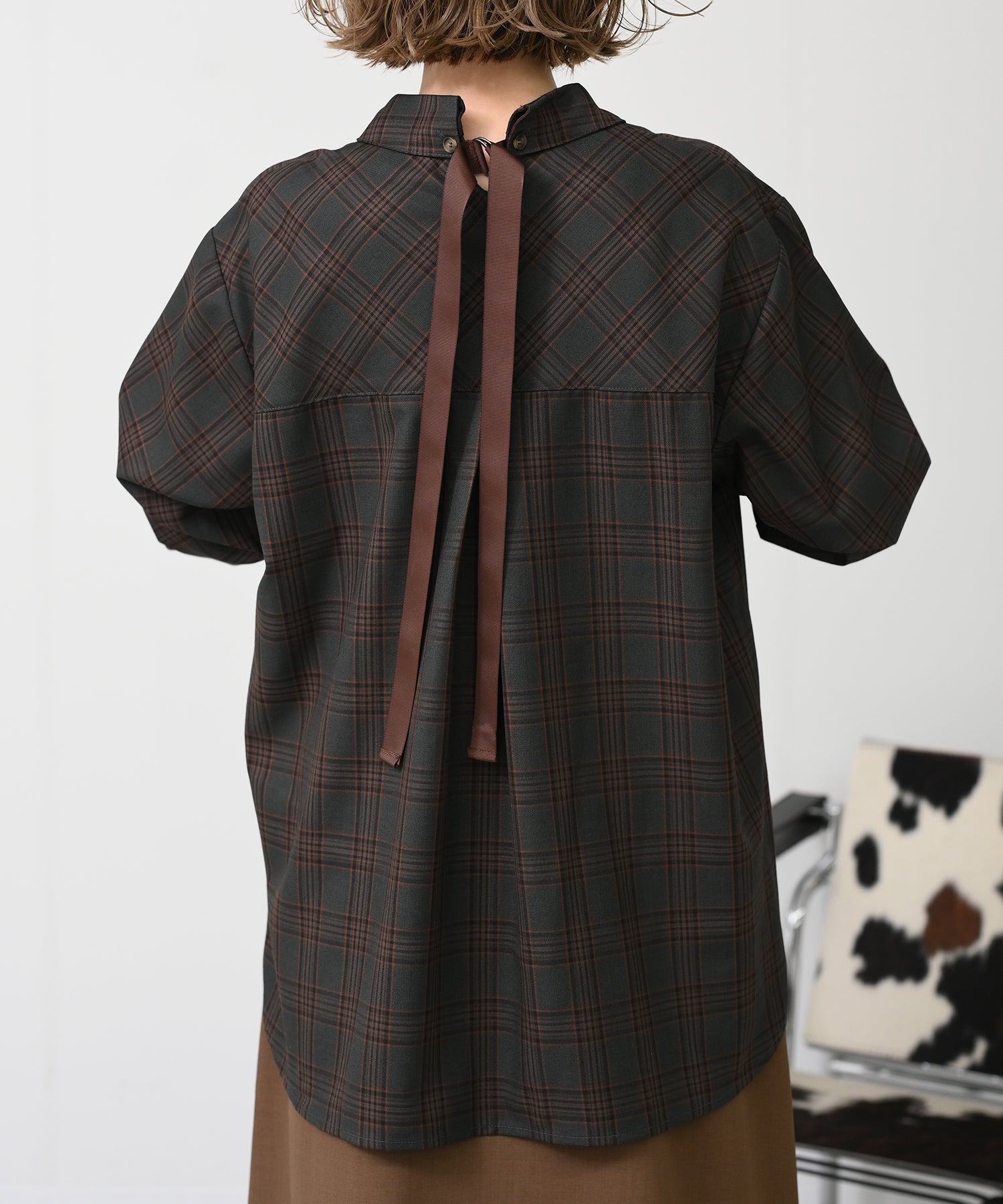 チャコール×オレンジチェック model:H167