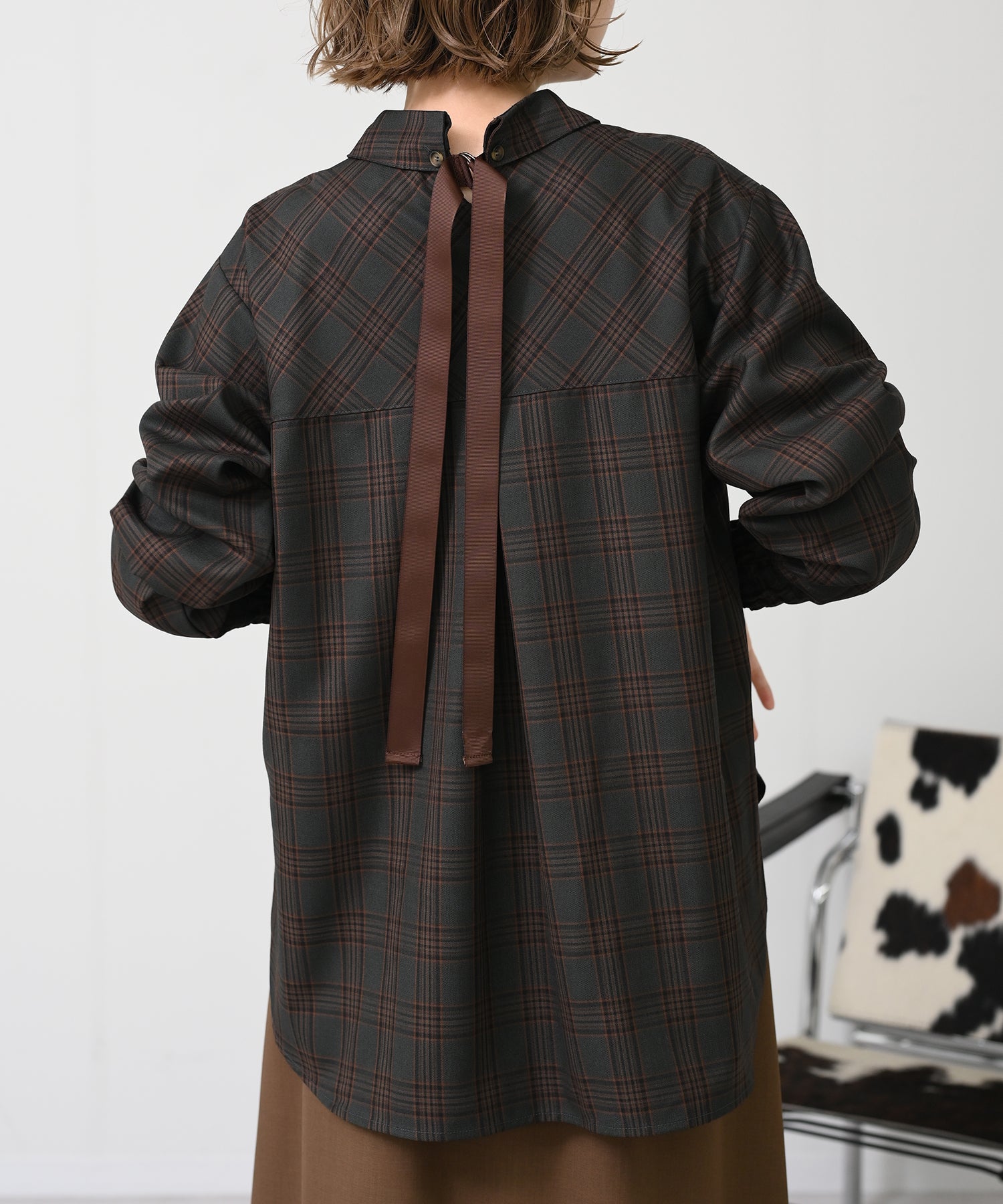 チャコール×オレンジチェック model:H167