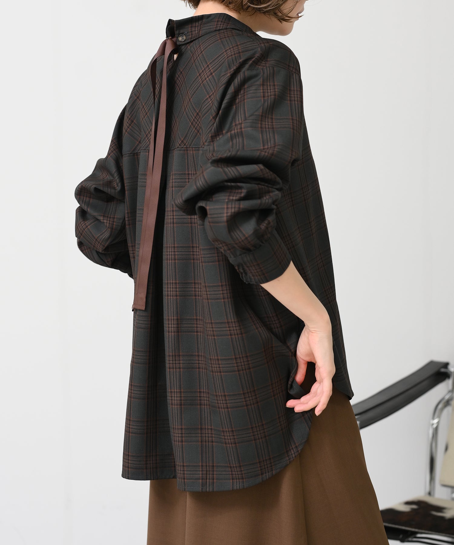 チャコール×オレンジチェック model:H167