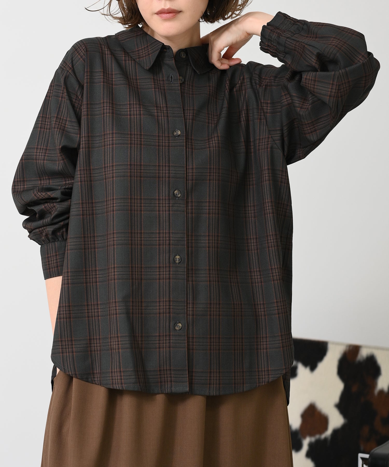 チャコール×オレンジチェック model:H167