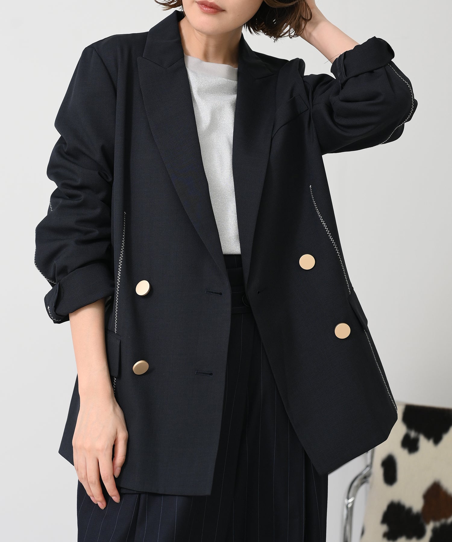 Zigzag Stitch Tailored Jacket