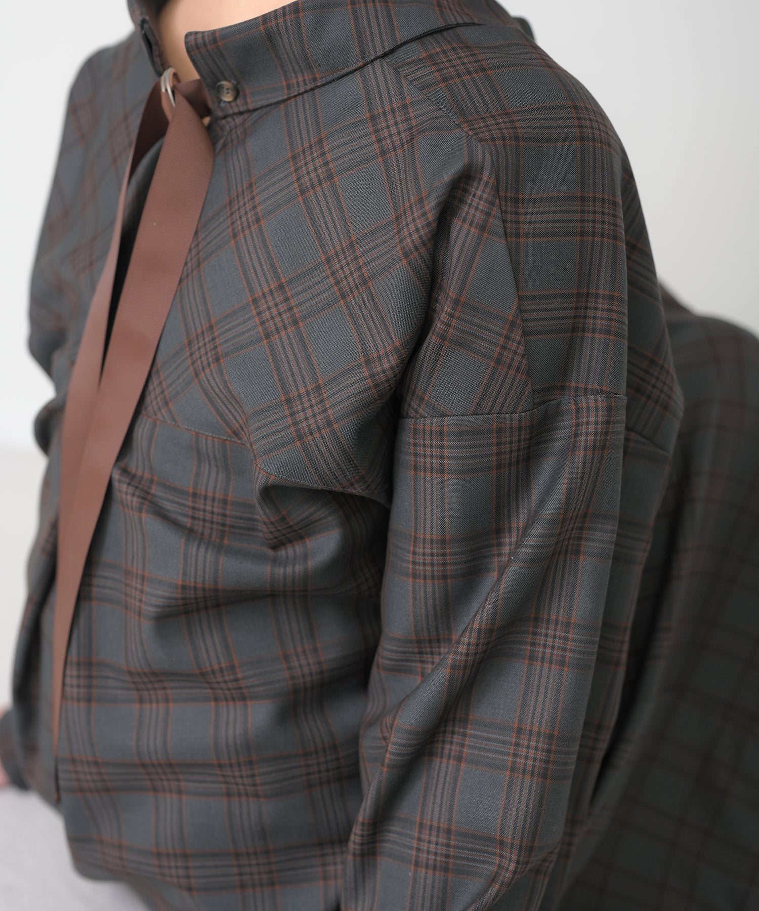 チャコール×オレンジチェック model:H163