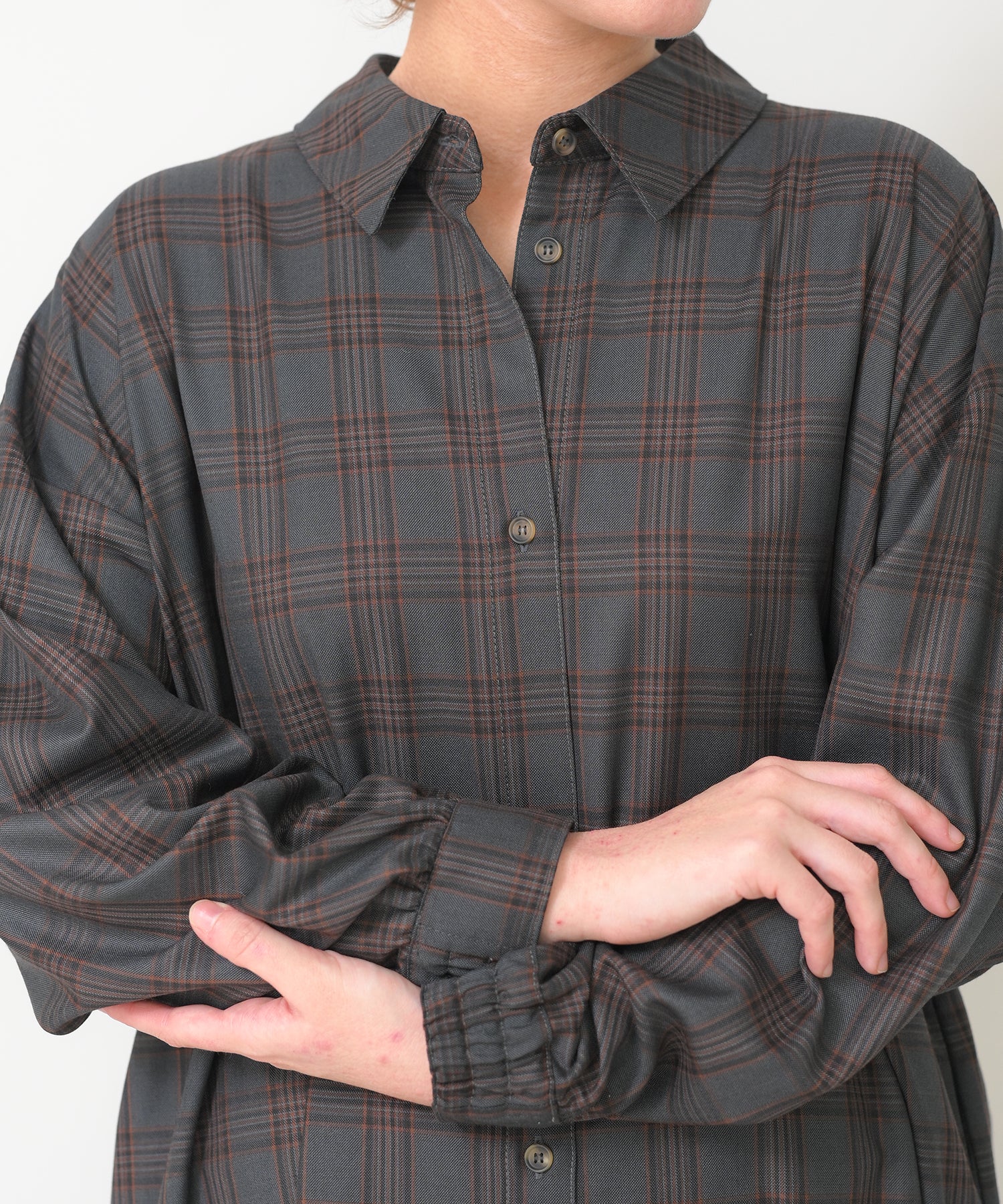 チャコール×オレンジチェック model:H163