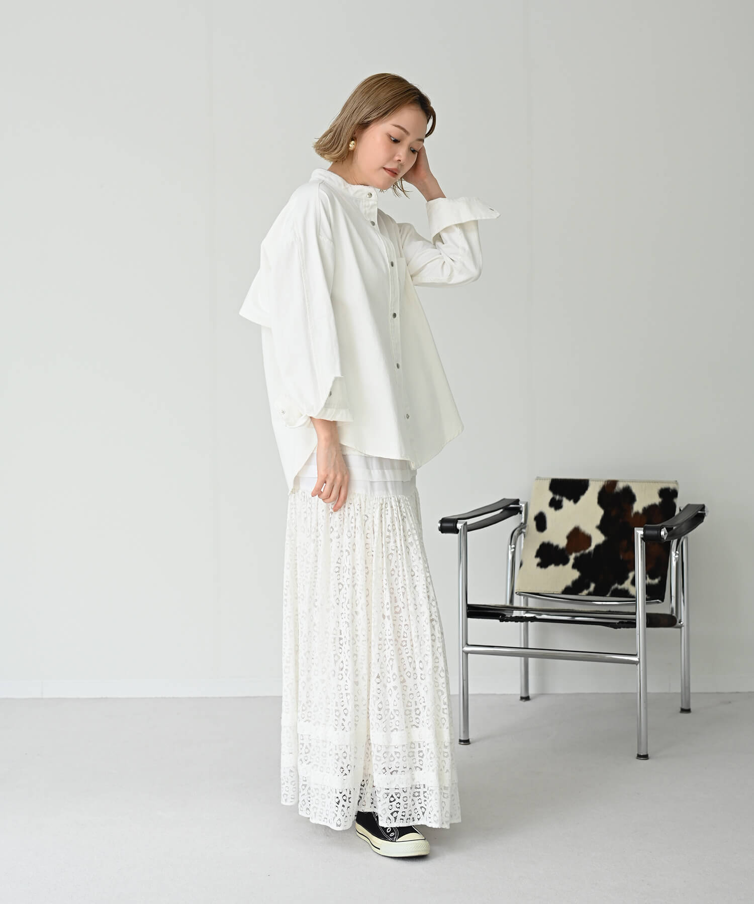 Back-Frill Denim Blouse