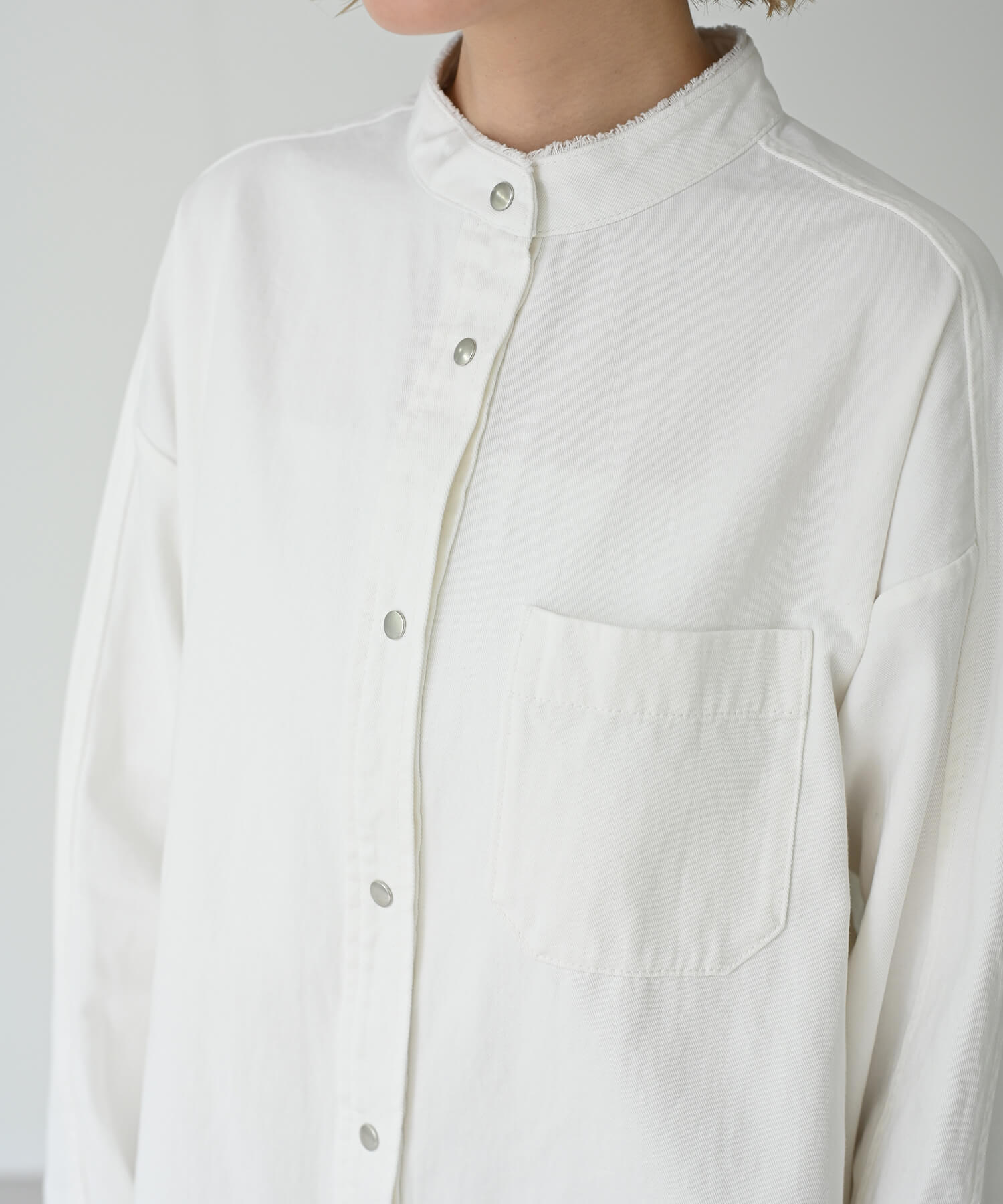 Back-Frill Denim Blouse