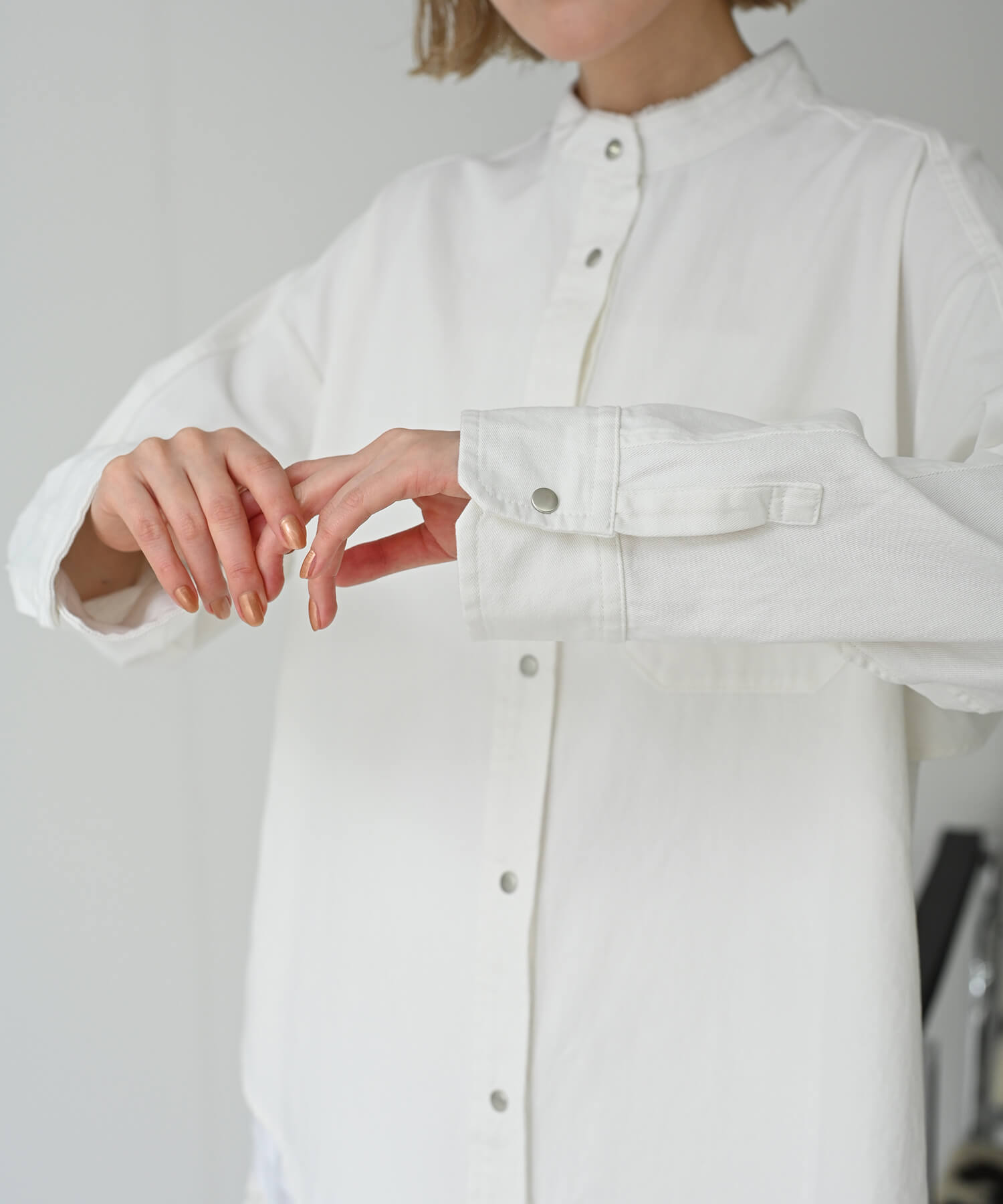 Back-Frill Denim Blouse