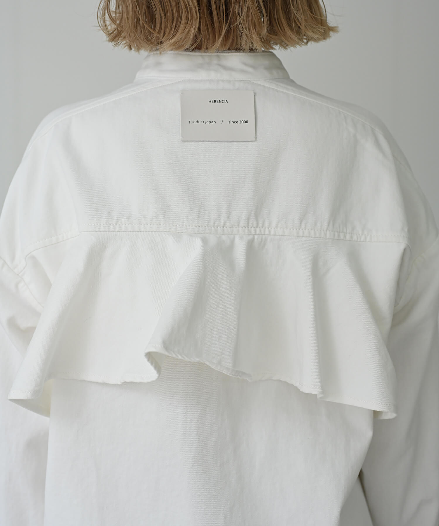 Back-Frill Denim Blouse