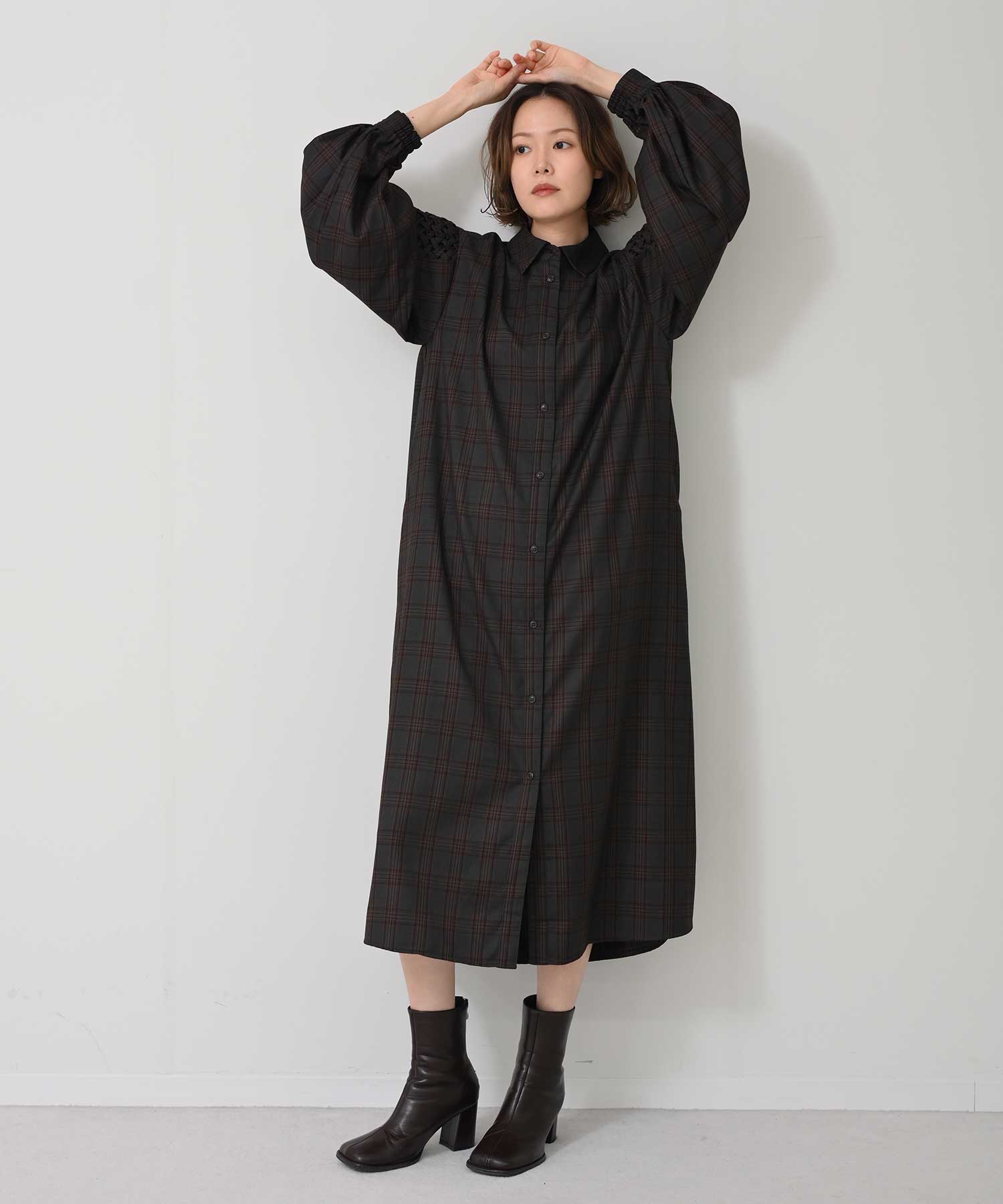 model:H167 チャコール×オレンジチェック