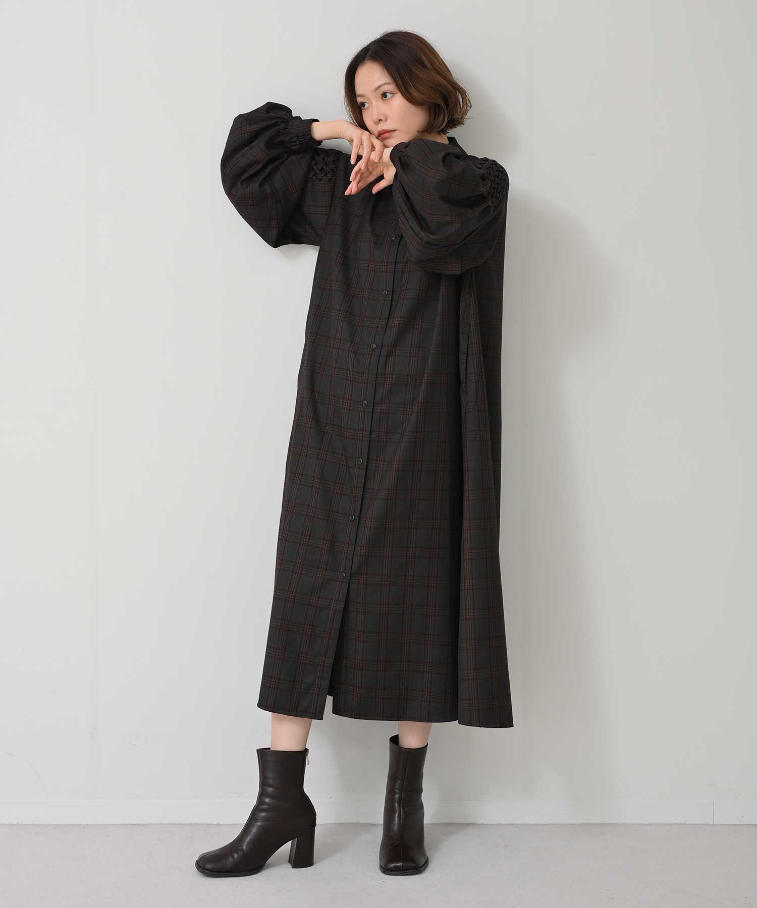 model:H167 チャコール×オレンジチェック