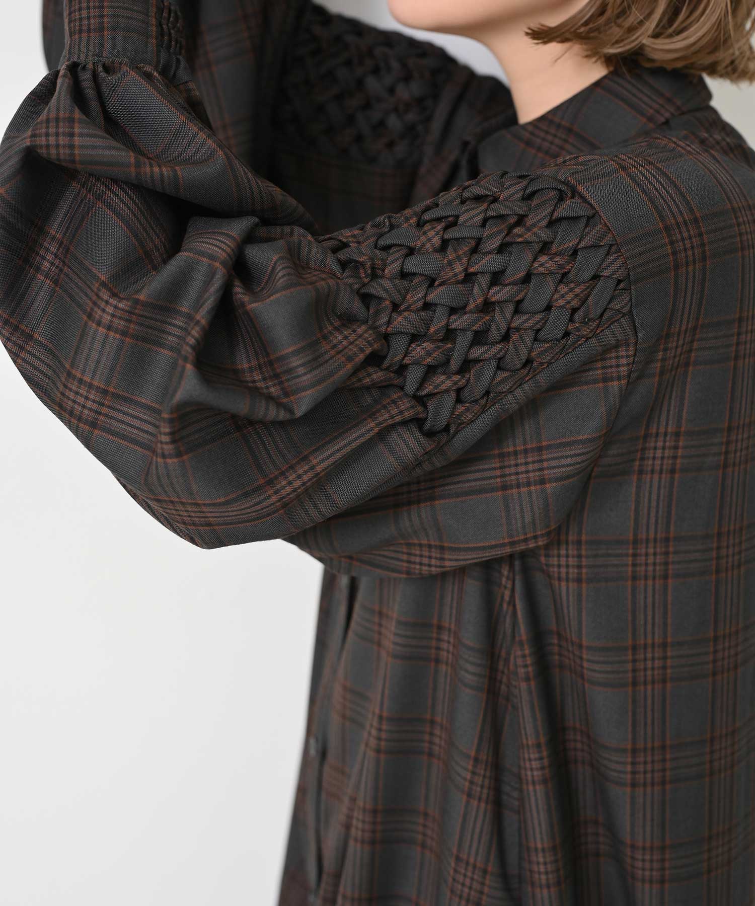 model:H167 チャコール×オレンジチェック