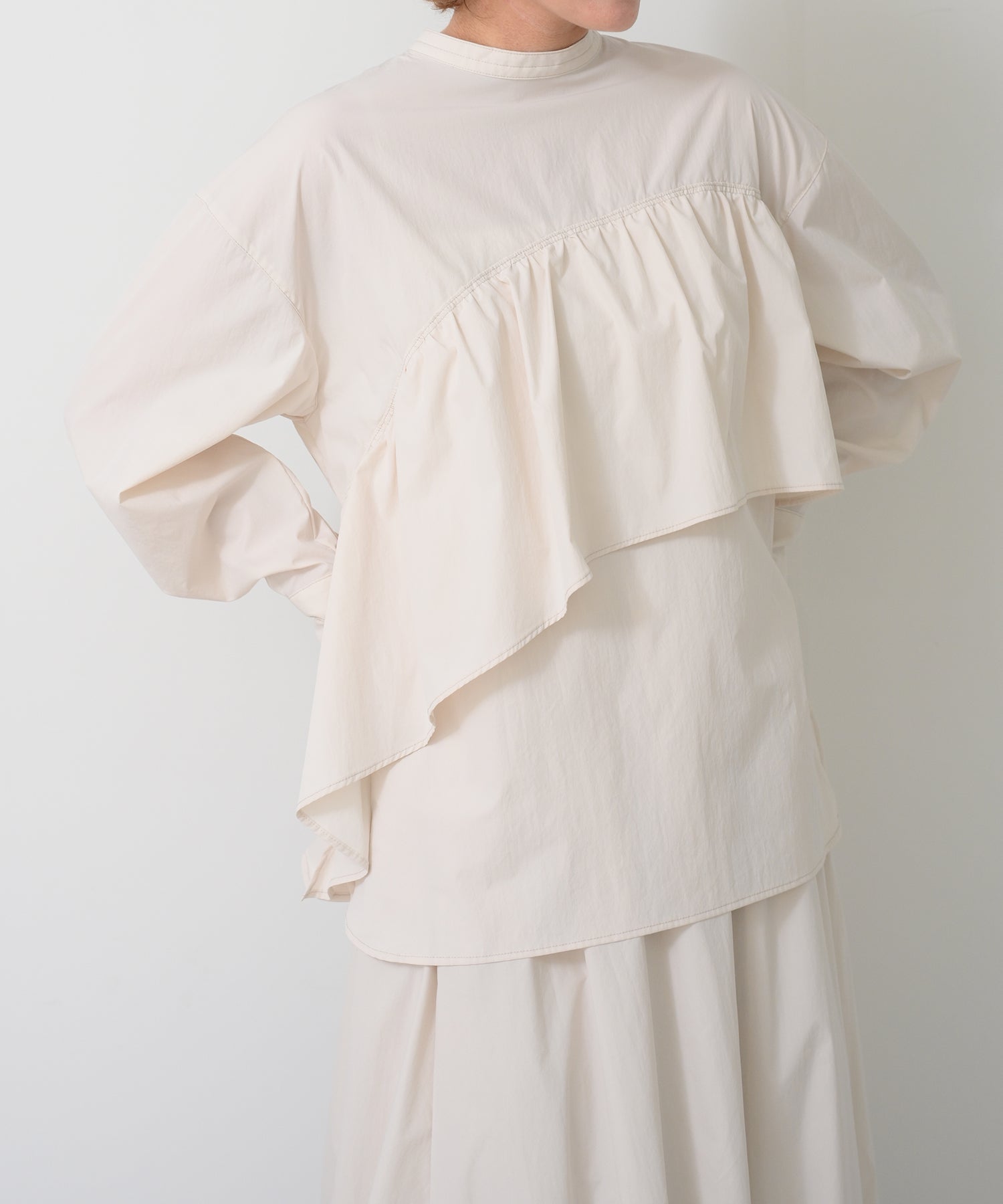 ミュージシャン Layered Pleats Pants /2way Frill Shirts seyto（セイト）の「Stripe layered flare pants / ストライプ