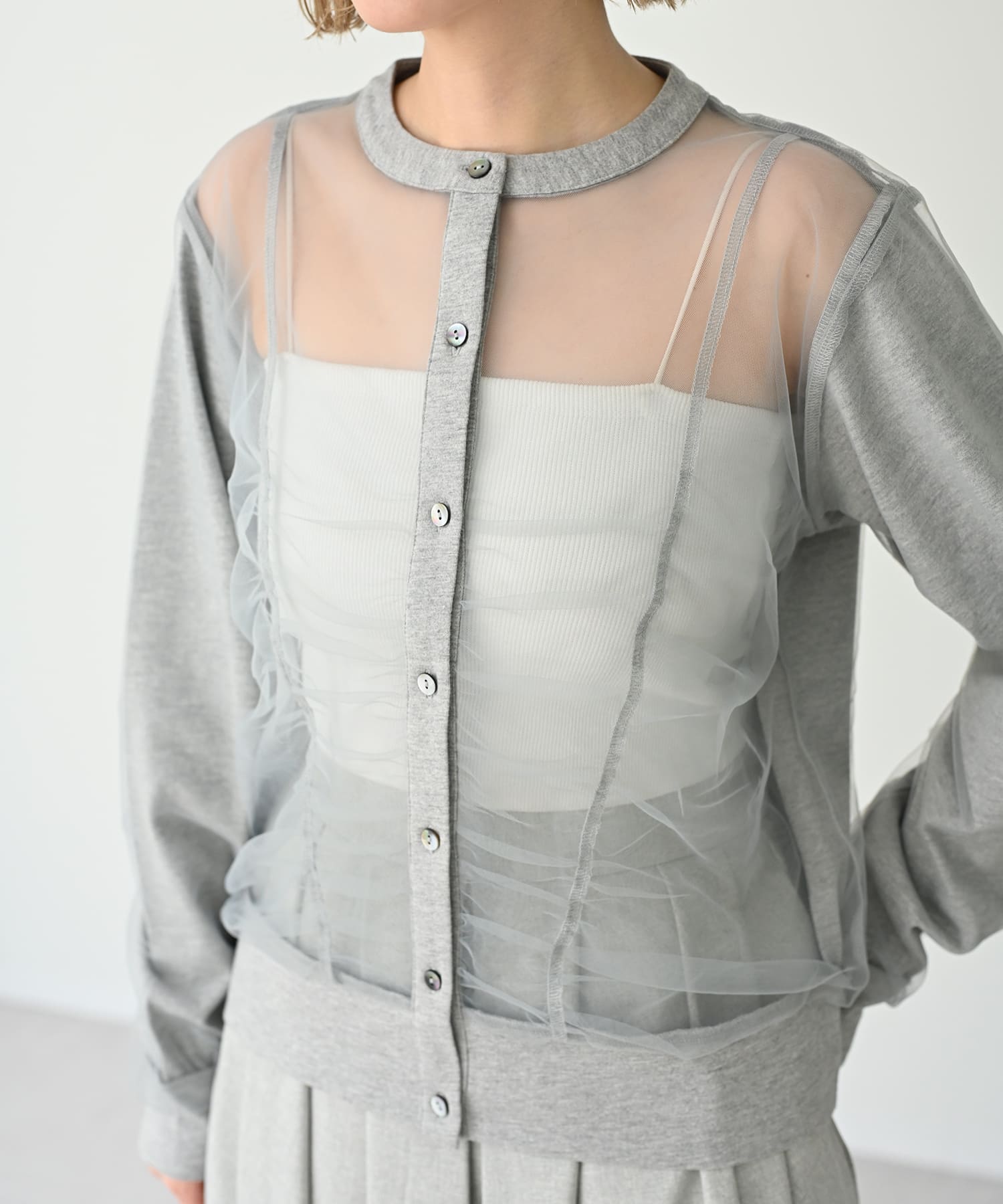 【Timesale】フロントチュールカーディガン