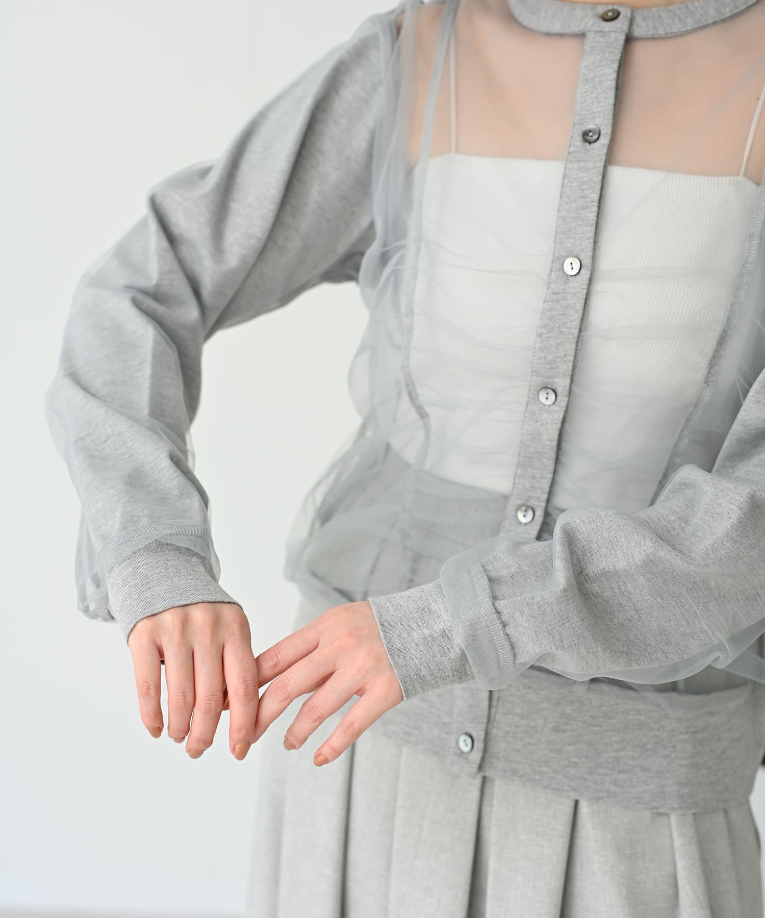 【Timesale】フロントチュールカーディガン