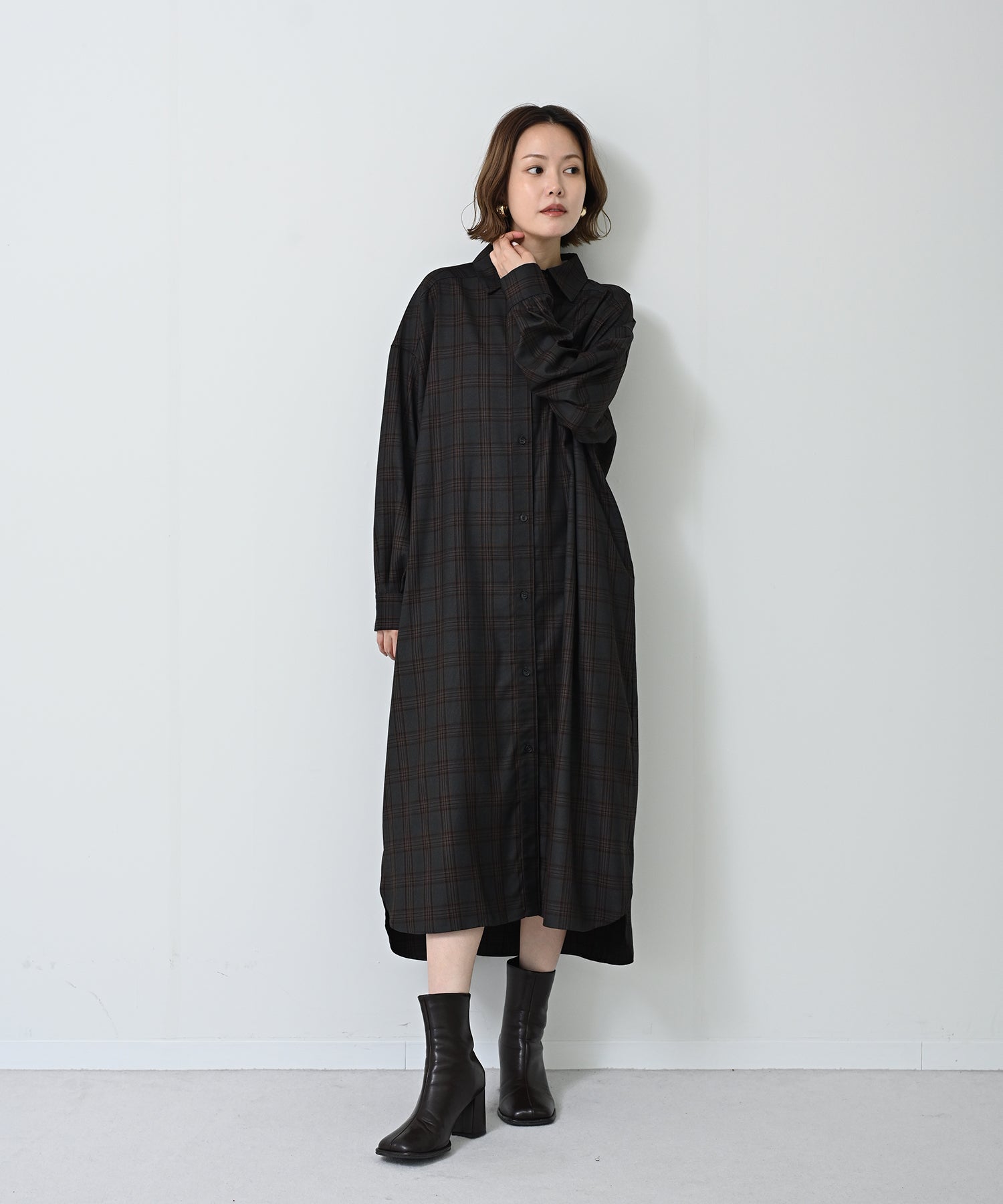 チャコール×オレンジチェック model:H167