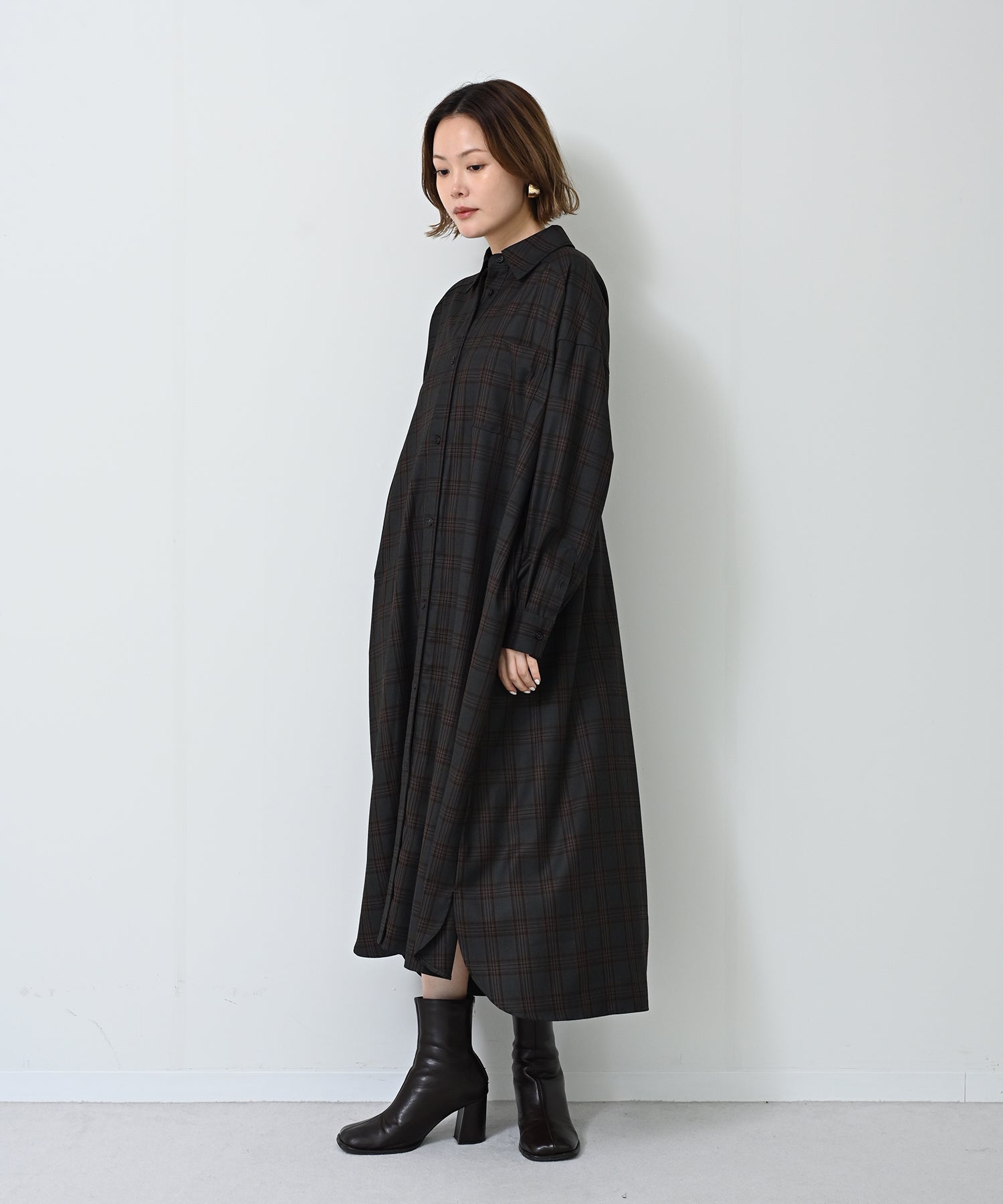 チャコール×オレンジチェック model:H167