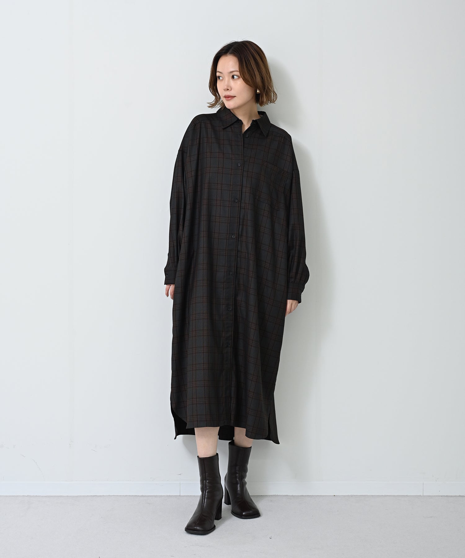 チャコール×オレンジチェック model:H167