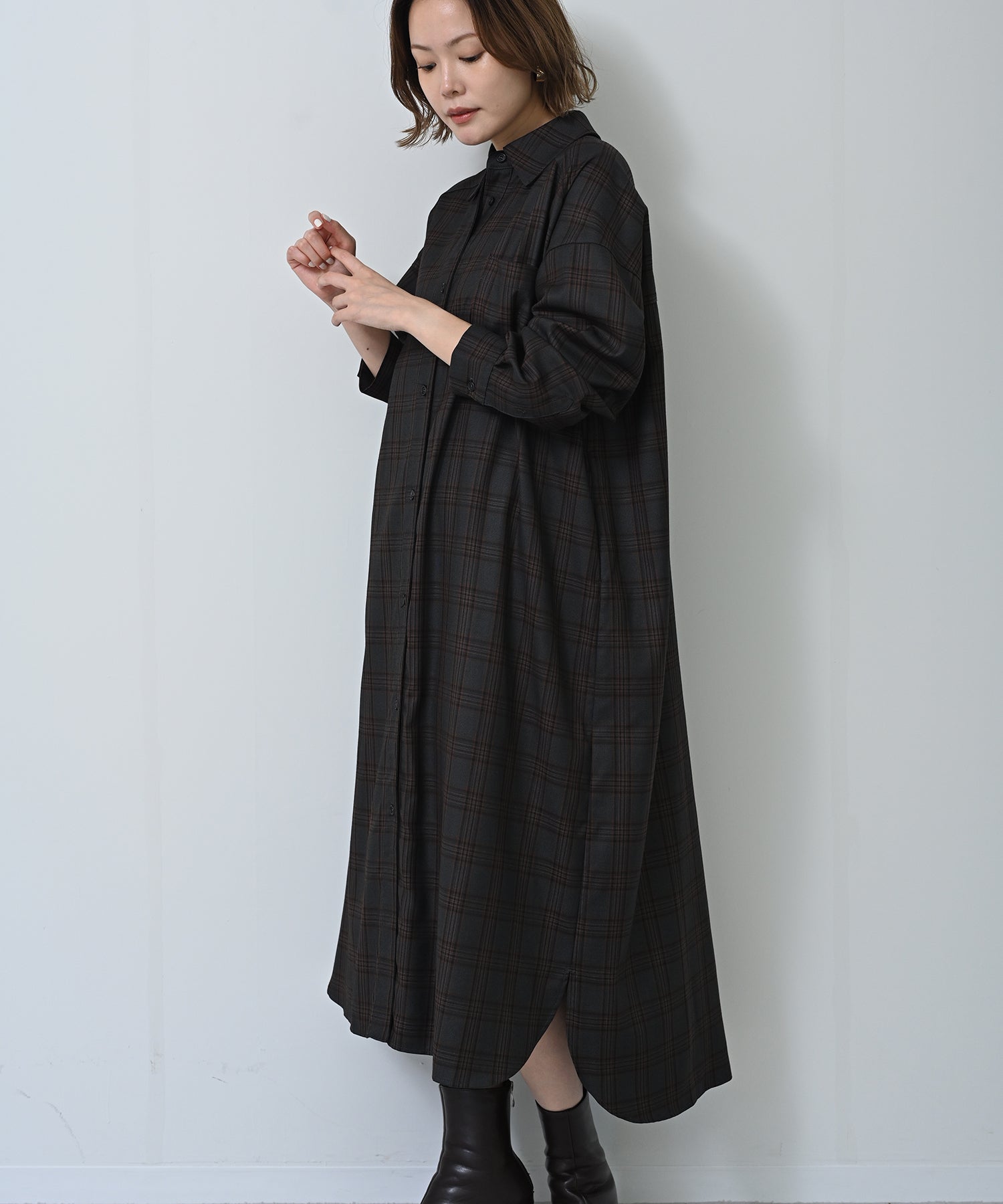 チャコール×オレンジチェック model:H167