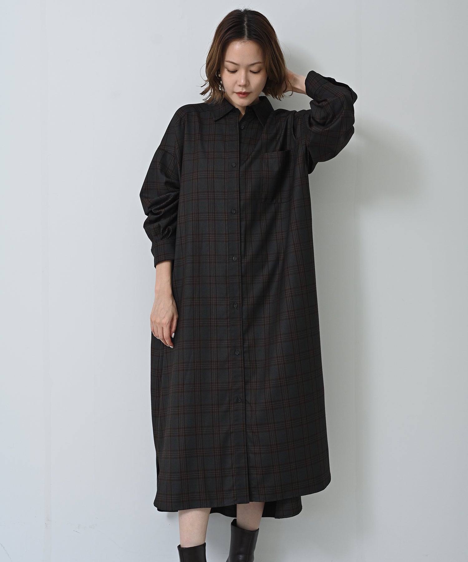 チャコール×オレンジチェック model:H167